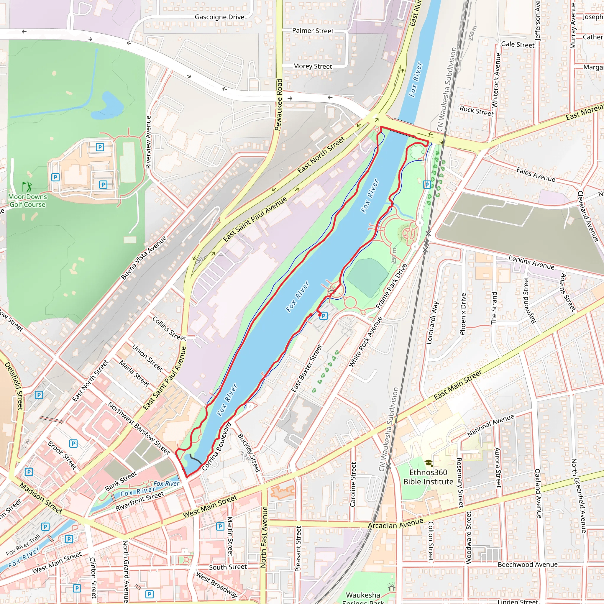 Fox River and Frame Park Loop mobile static map