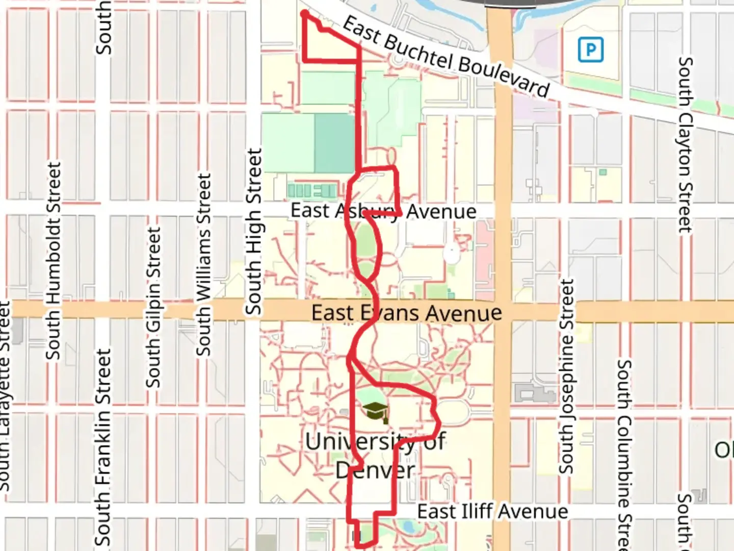 An image depicting the trail Harper Humanities Gardens Loop and its surrounding area.