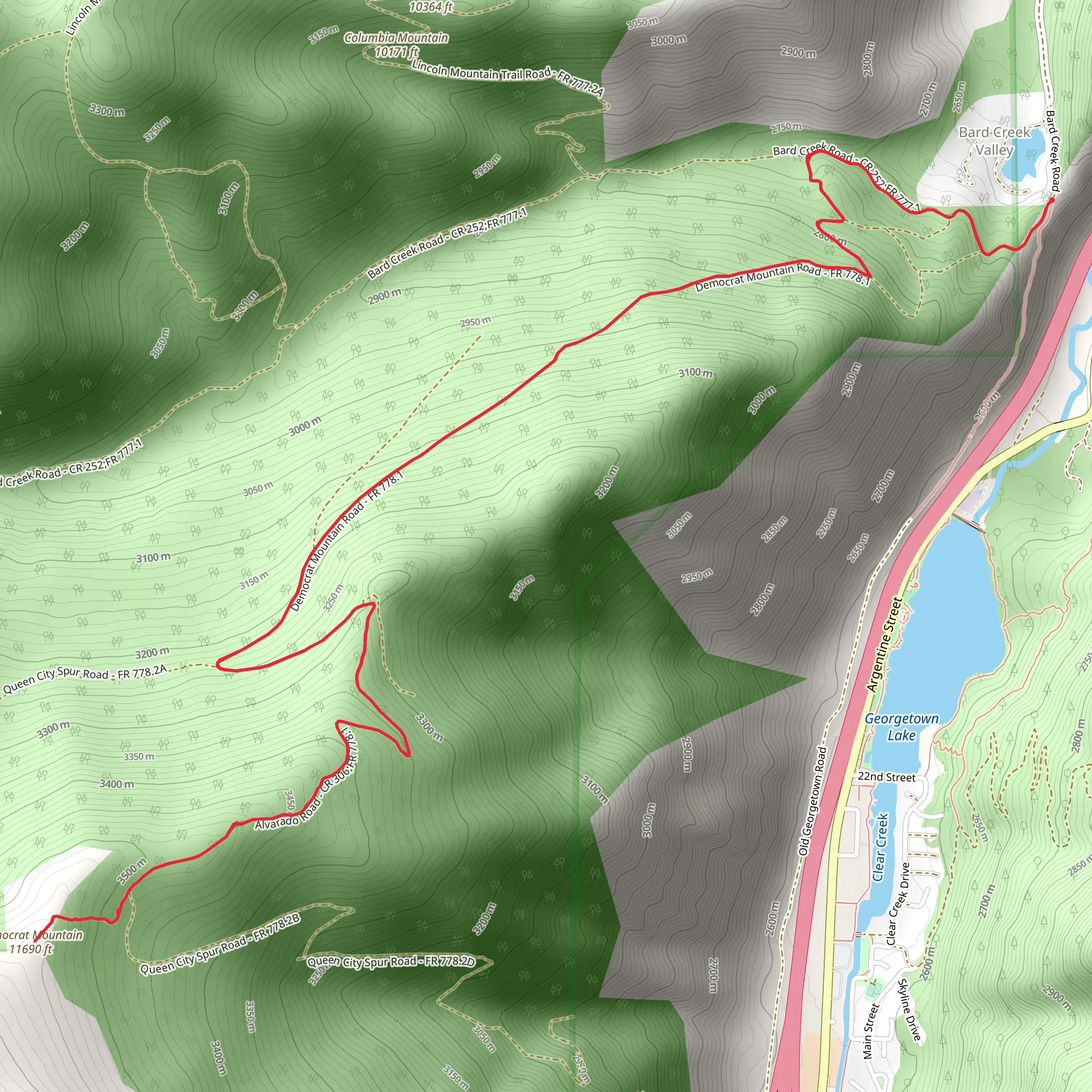 Democrat Mountain Trail mobile static map