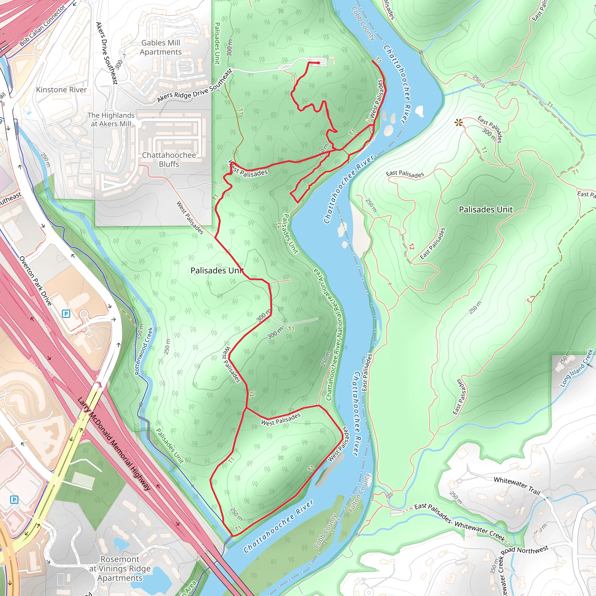 West Palisades Loop mobile static map