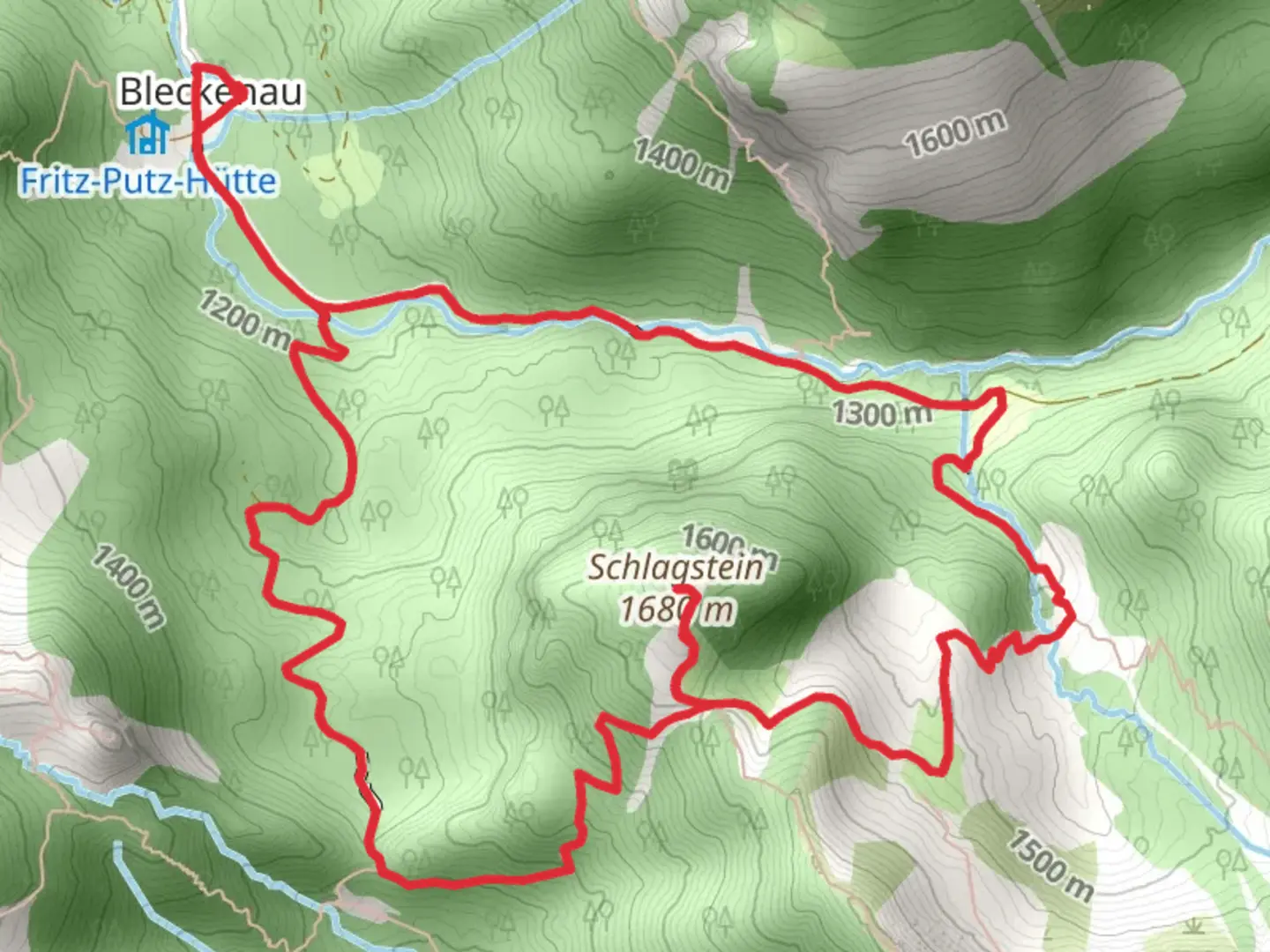 An image depicting the trail Schlagstein Loop and its surrounding area.