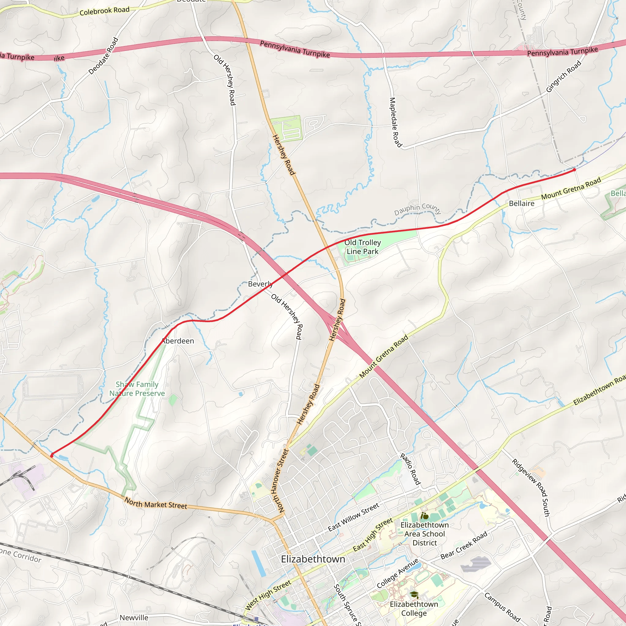 Conewago Recreation Trail to Bellaire mobile static map