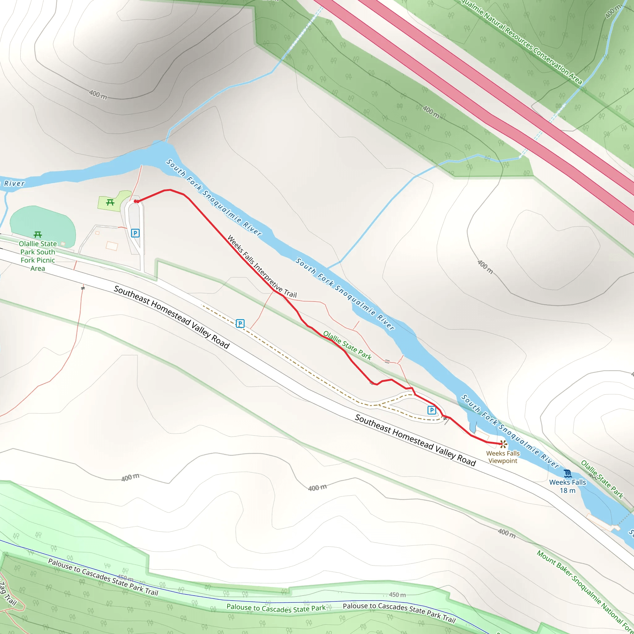Weeks Falls Interpretive Trail mobile static map
