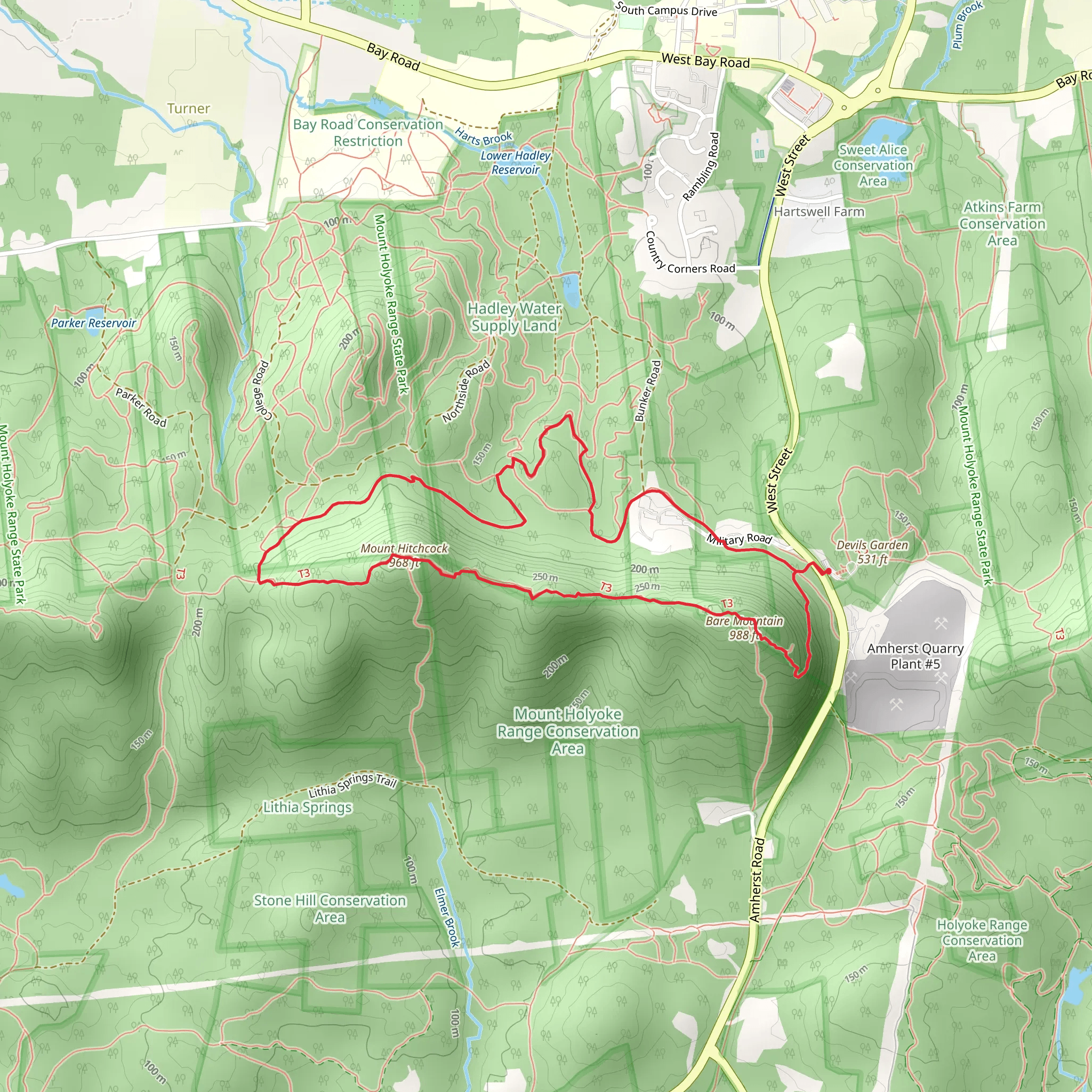 Bare Mountain and Mount Hitchcock Loop mobile static map