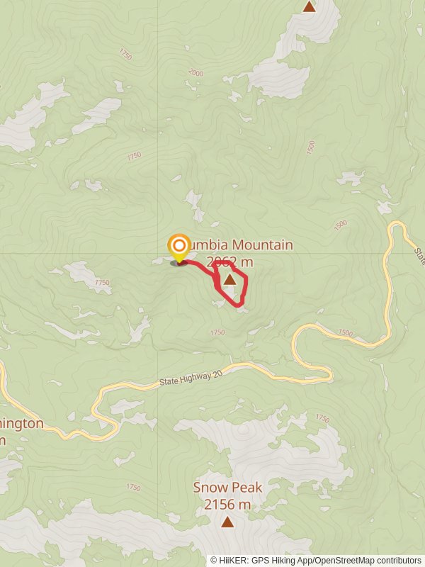 Columbia Mountain Trail mobile static map