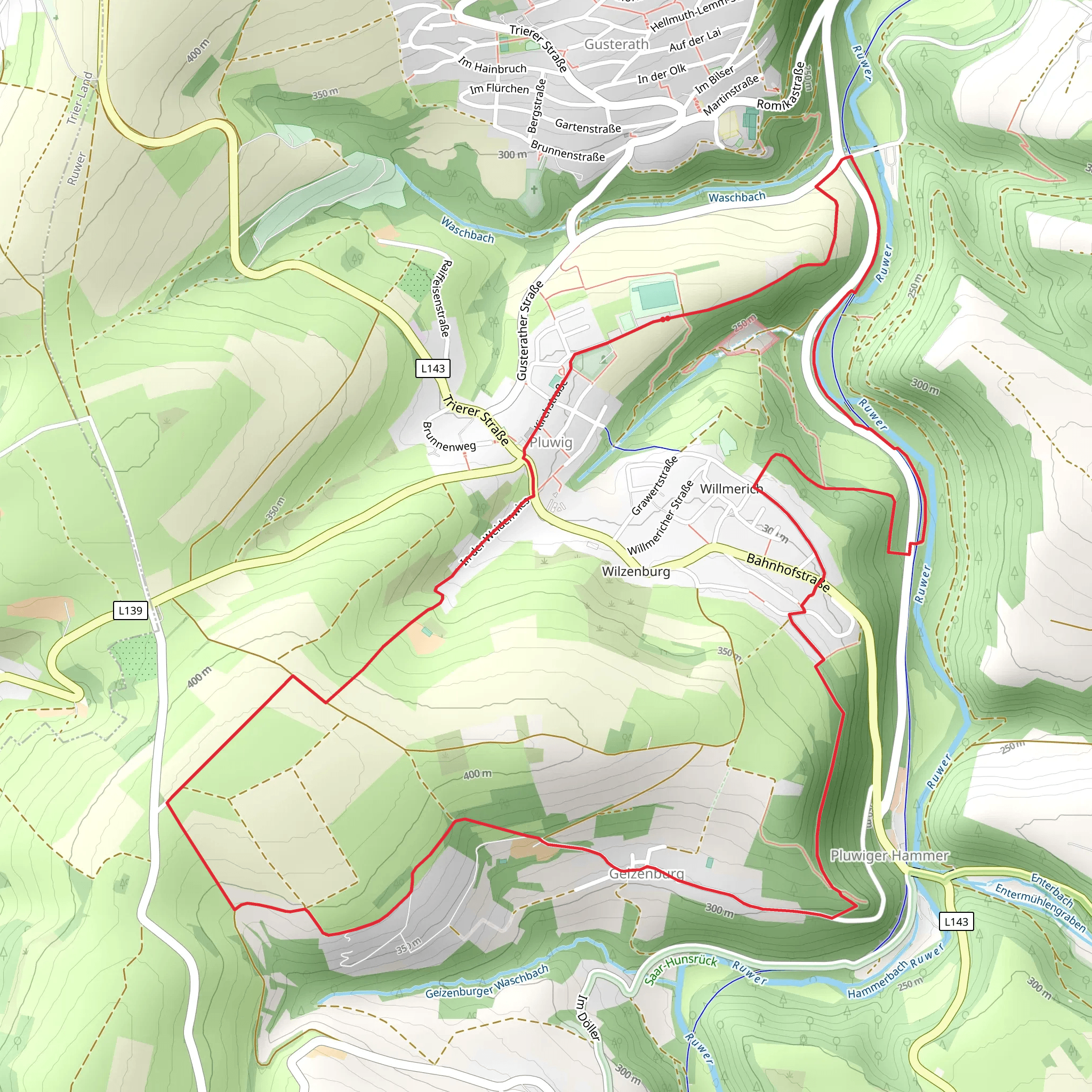 Pluwig Loop via Willmerich and Geizenburg mobile static map