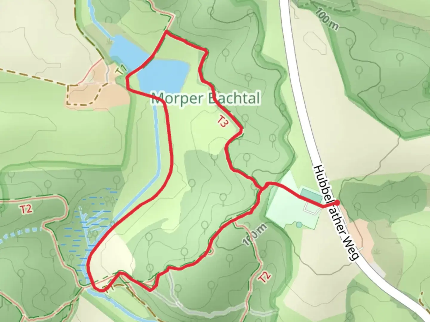 An image depicting the trail Morper Bachtal and Rothauser Bach Loop and its surrounding area.