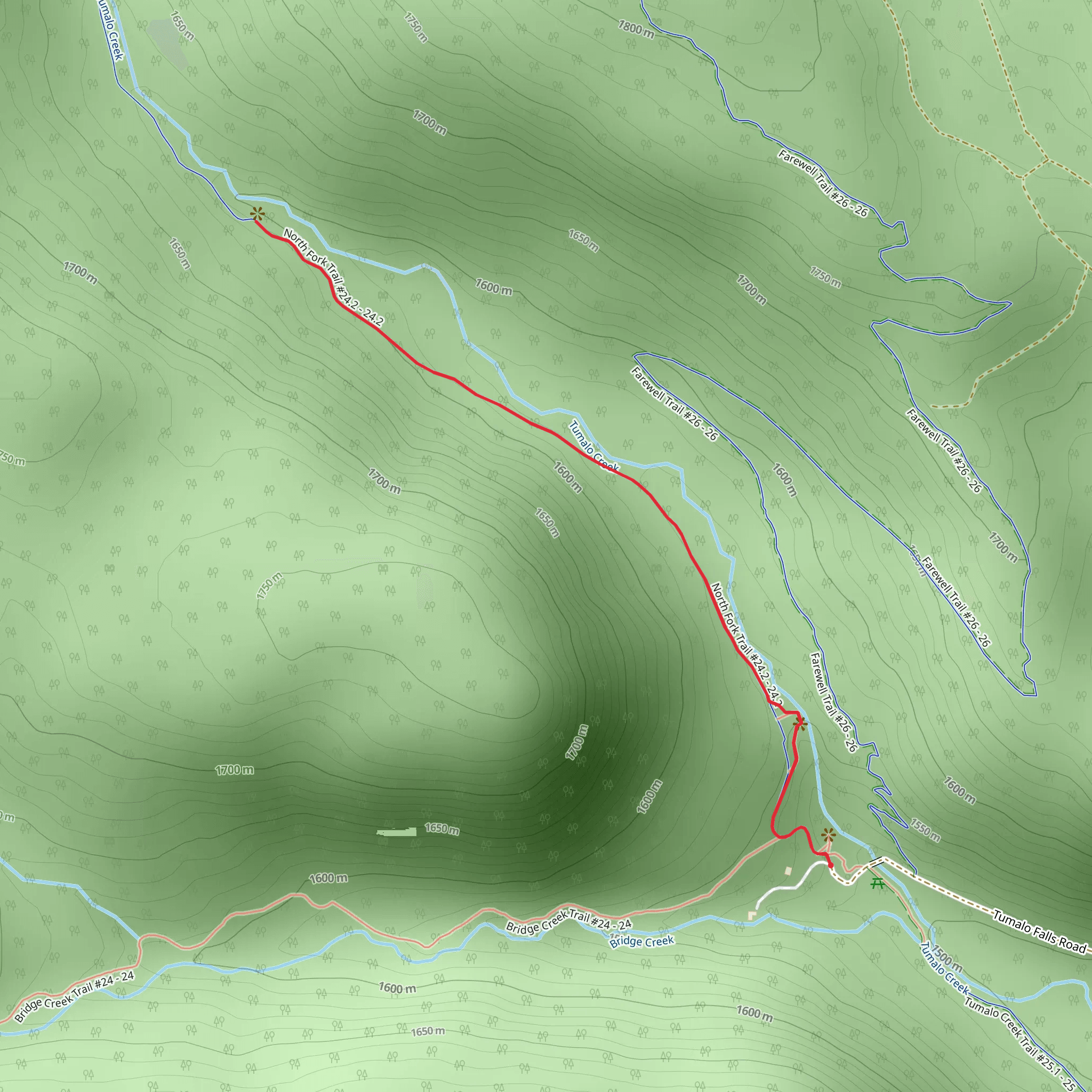 Tumalo Creek - North Fork Trail mobile static map
