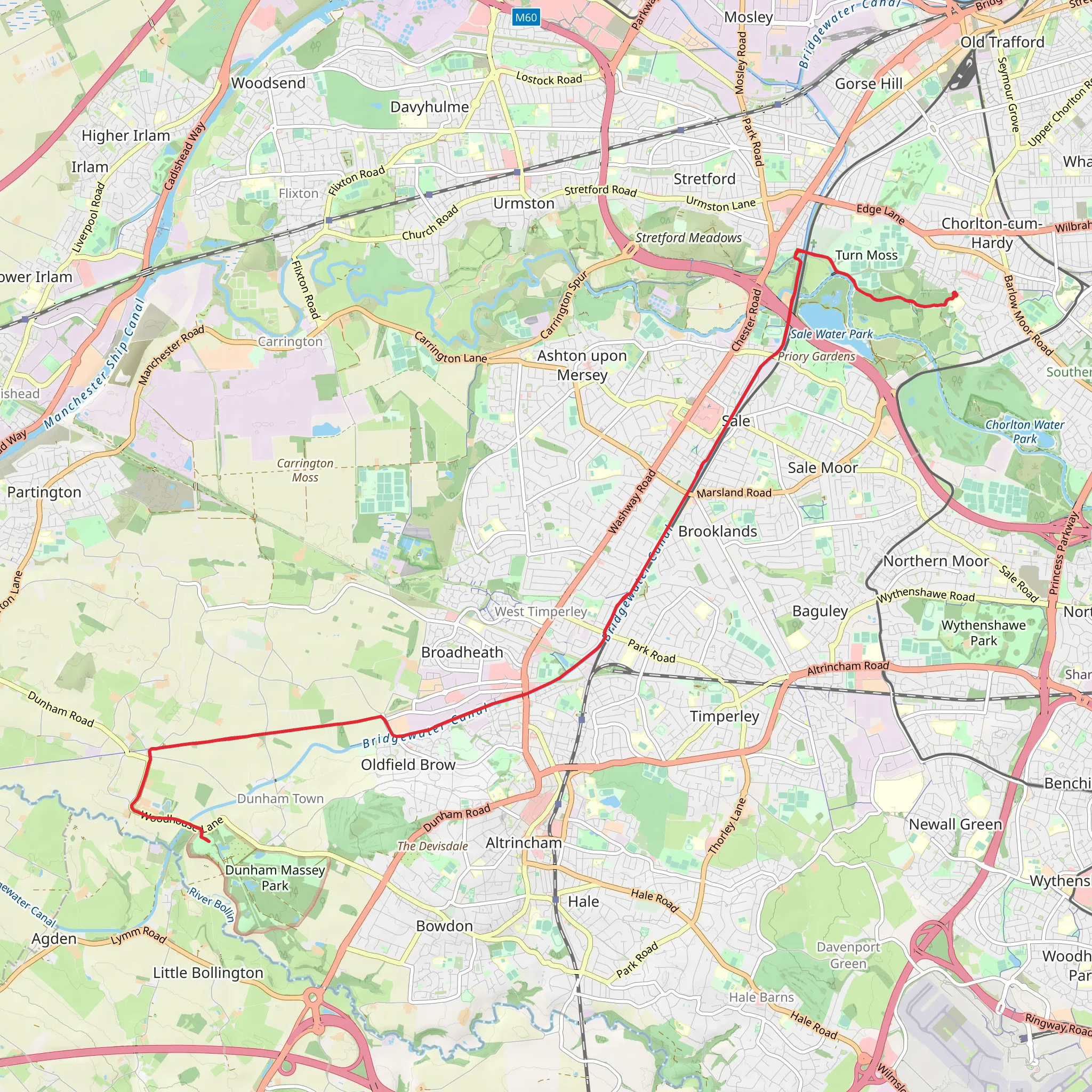 Bridgewater Canal Walk from Chorlton mobile static map