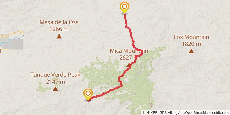 Sky Islands Traverse stage 19 Map