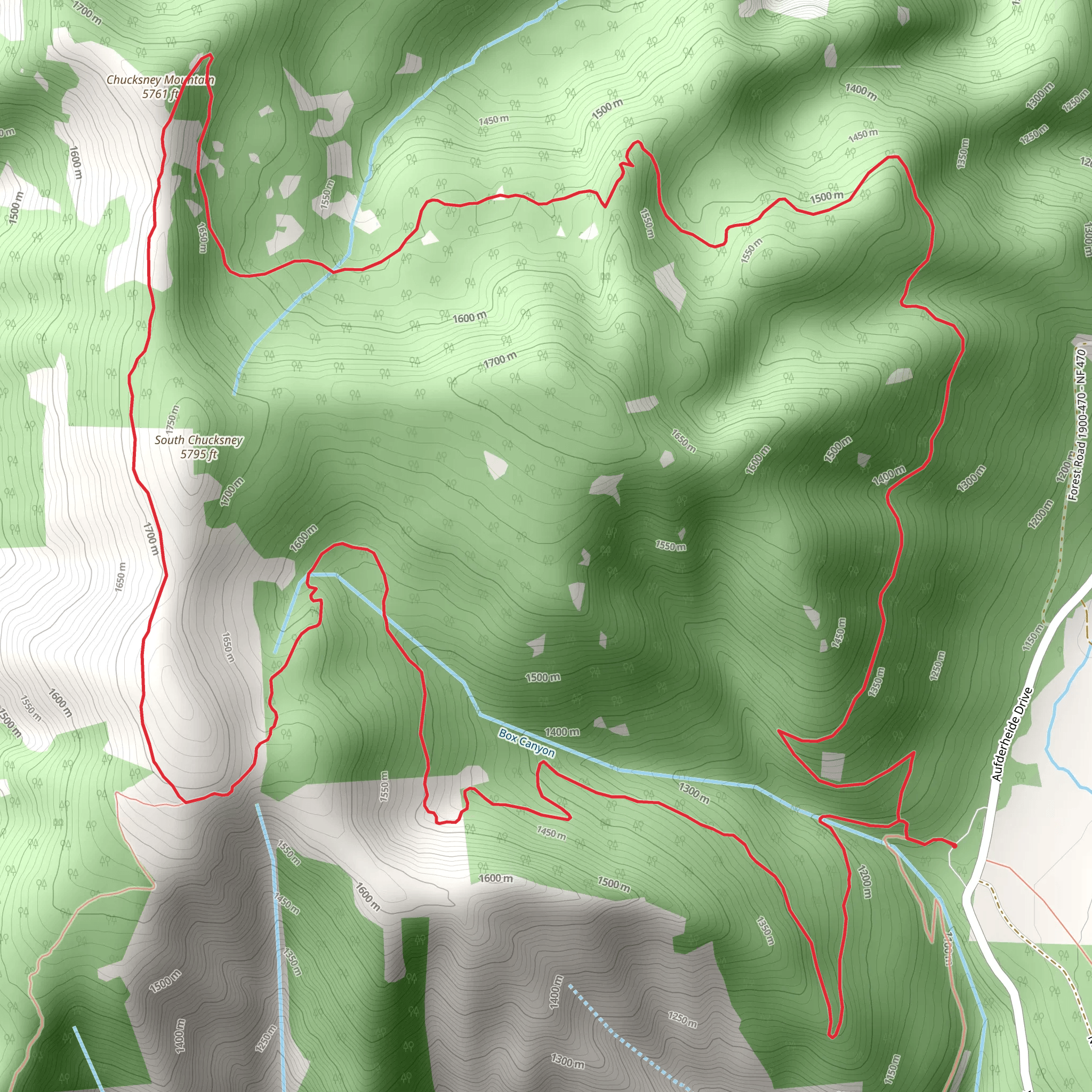 Chucksney Mountain and Grasshopper Mountain Loop Trail mobile static map