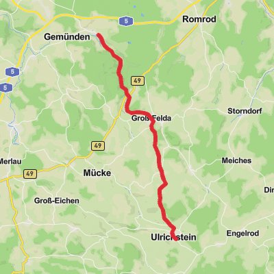 Ulrichstein to Ehringshausen Walk mobile static map
