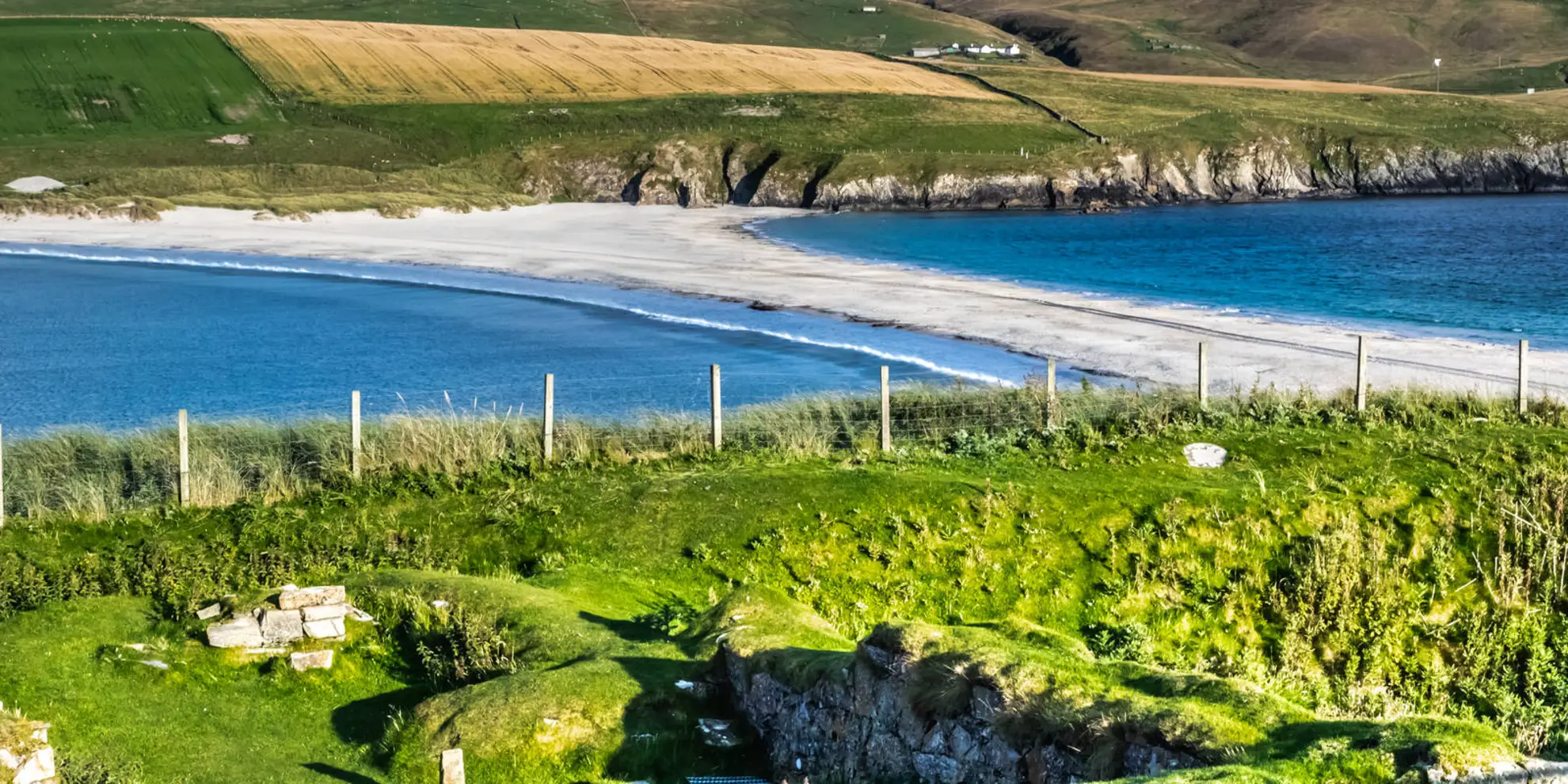 An image depicting the trail Shetland - St Ninian's Isle from Bigton and its surrounding area.