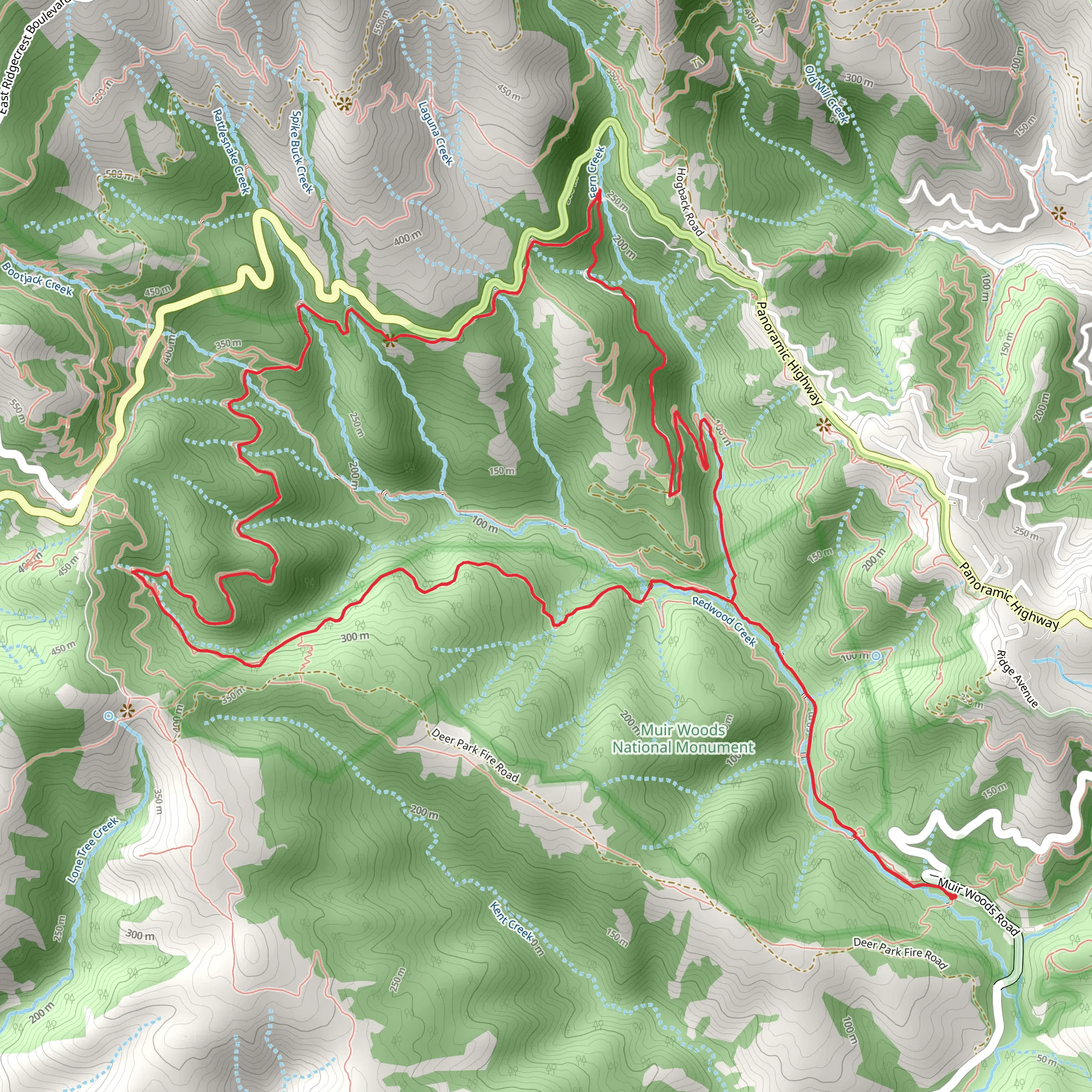 Fern Creek Trail, Troop 80 Trail, TCC Trail, and Ben Johnson Trail mobile static map