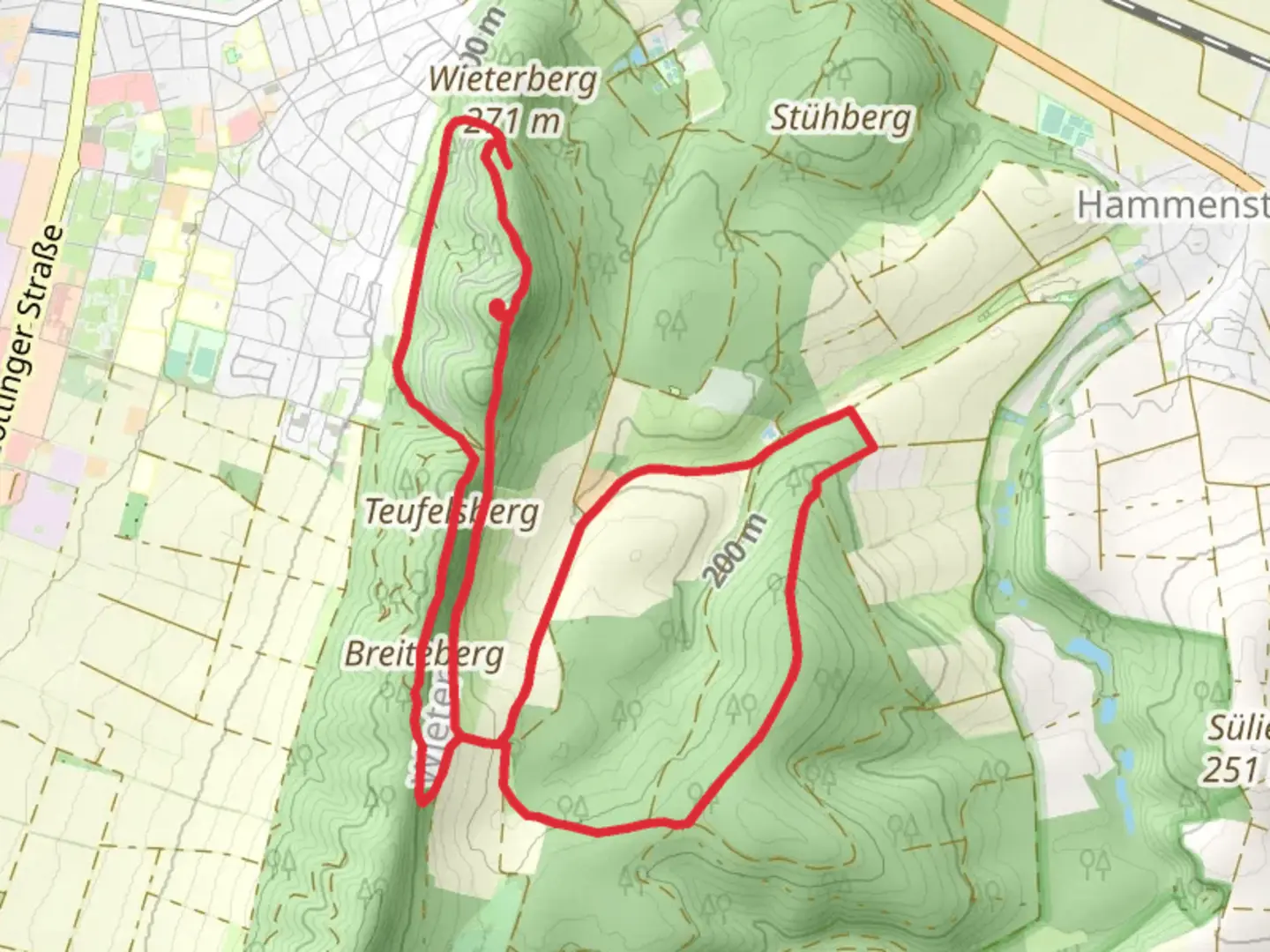 An image depicting the trail Philosophenweg Loop and its surrounding area.