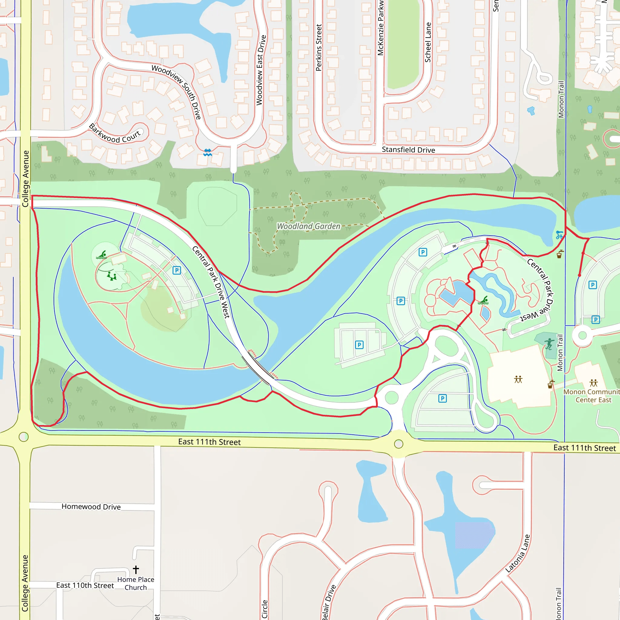 Woodland Garden and Central Park Boardwalk Loop mobile static map