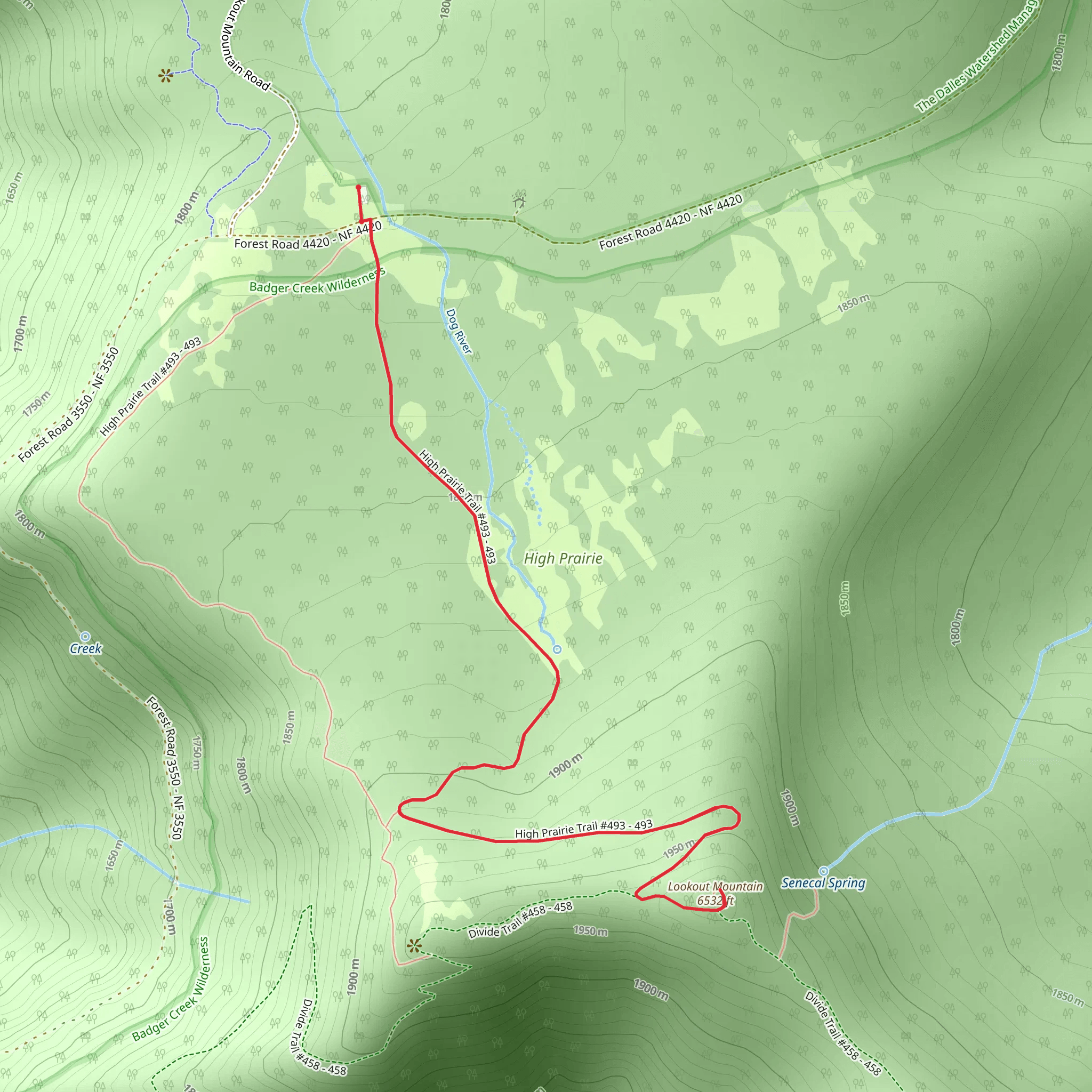 Lookout Mountain via High Prairie Trail mobile static map