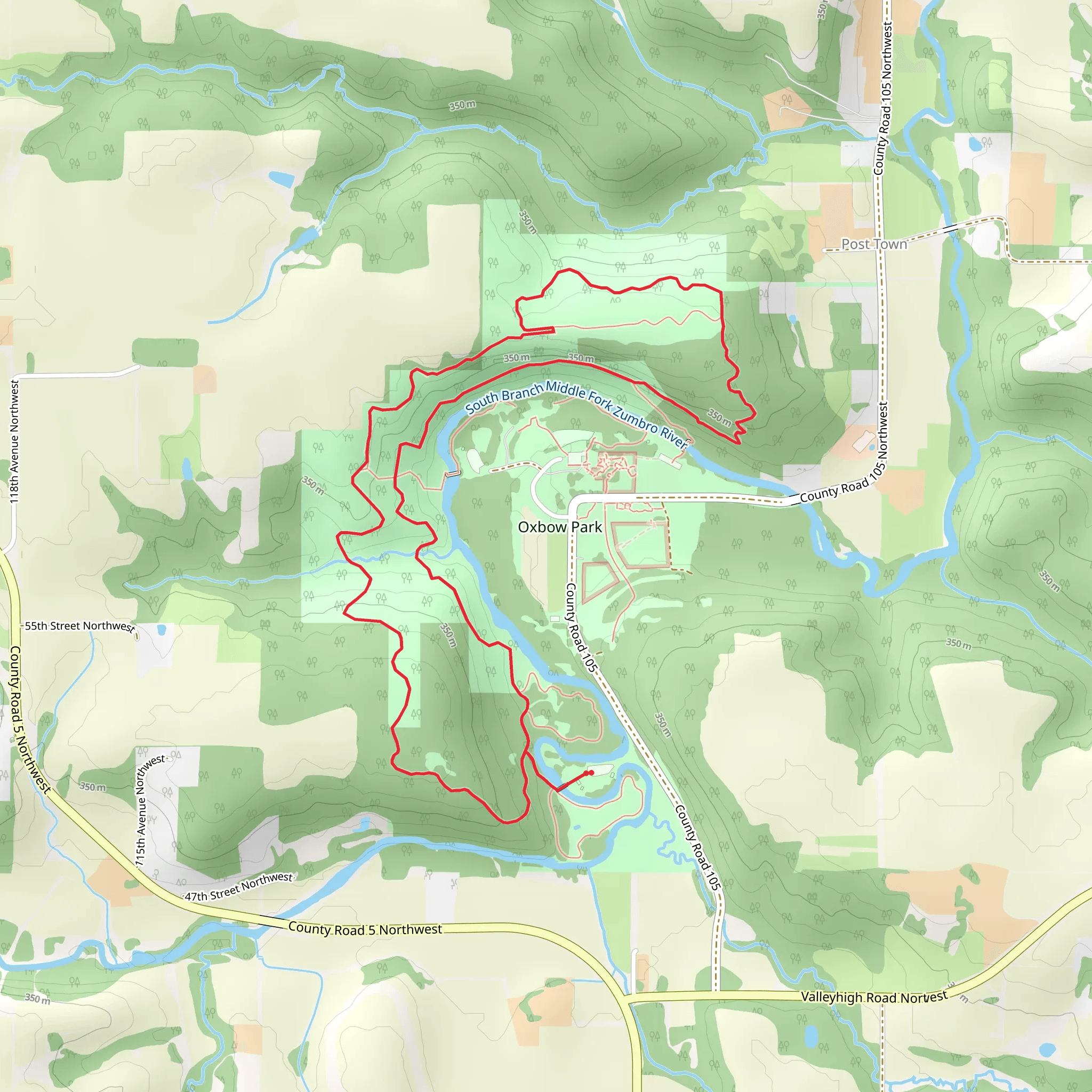 Zumbro, North Meadow and Maple Loop Trail mobile static map