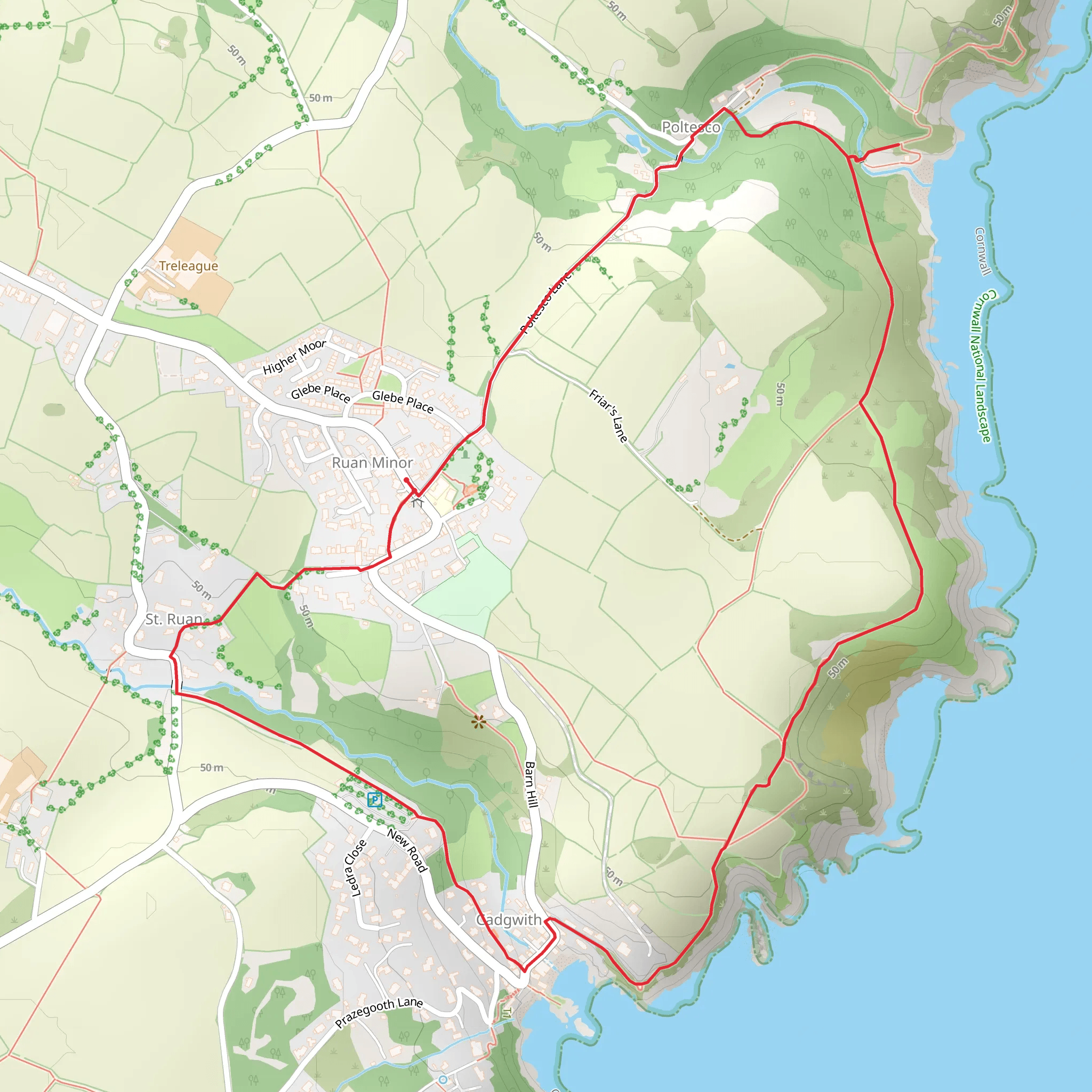 Cadgwith and Poltesco Walk mobile static map