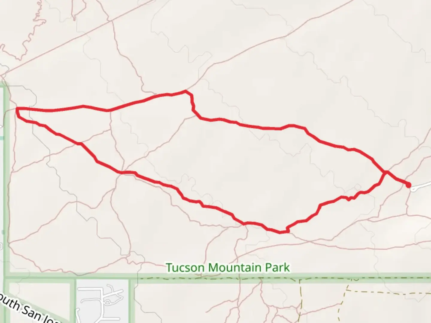 An image depicting the trail Prospector Trail, Bryce Trail and Caliche Flats Loop Trail and its surrounding area.