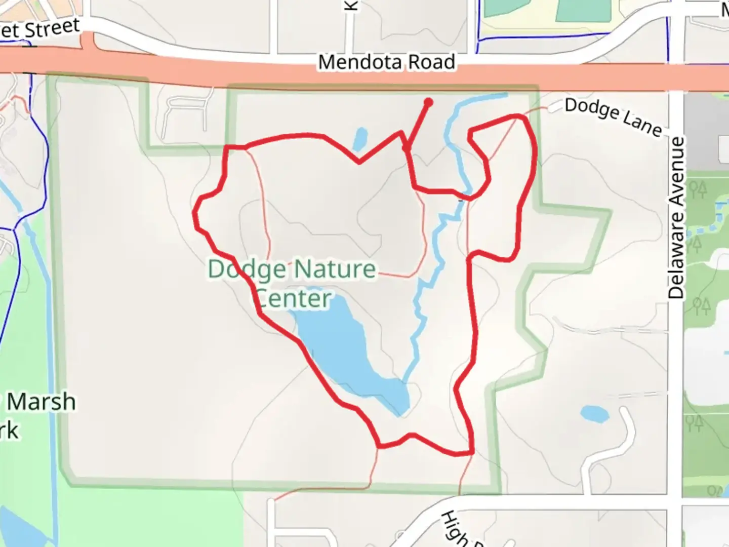 An image depicting the trail Dodge Lane West Loop and its surrounding area.