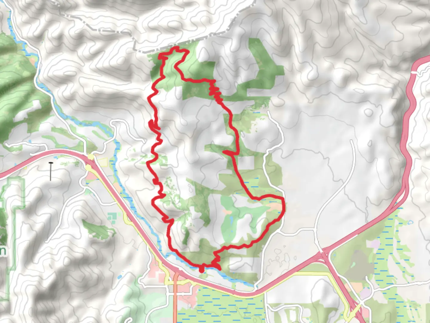 An image depicting the trail Blackhawk Trail and Stealth Loop Trail and its surrounding area.