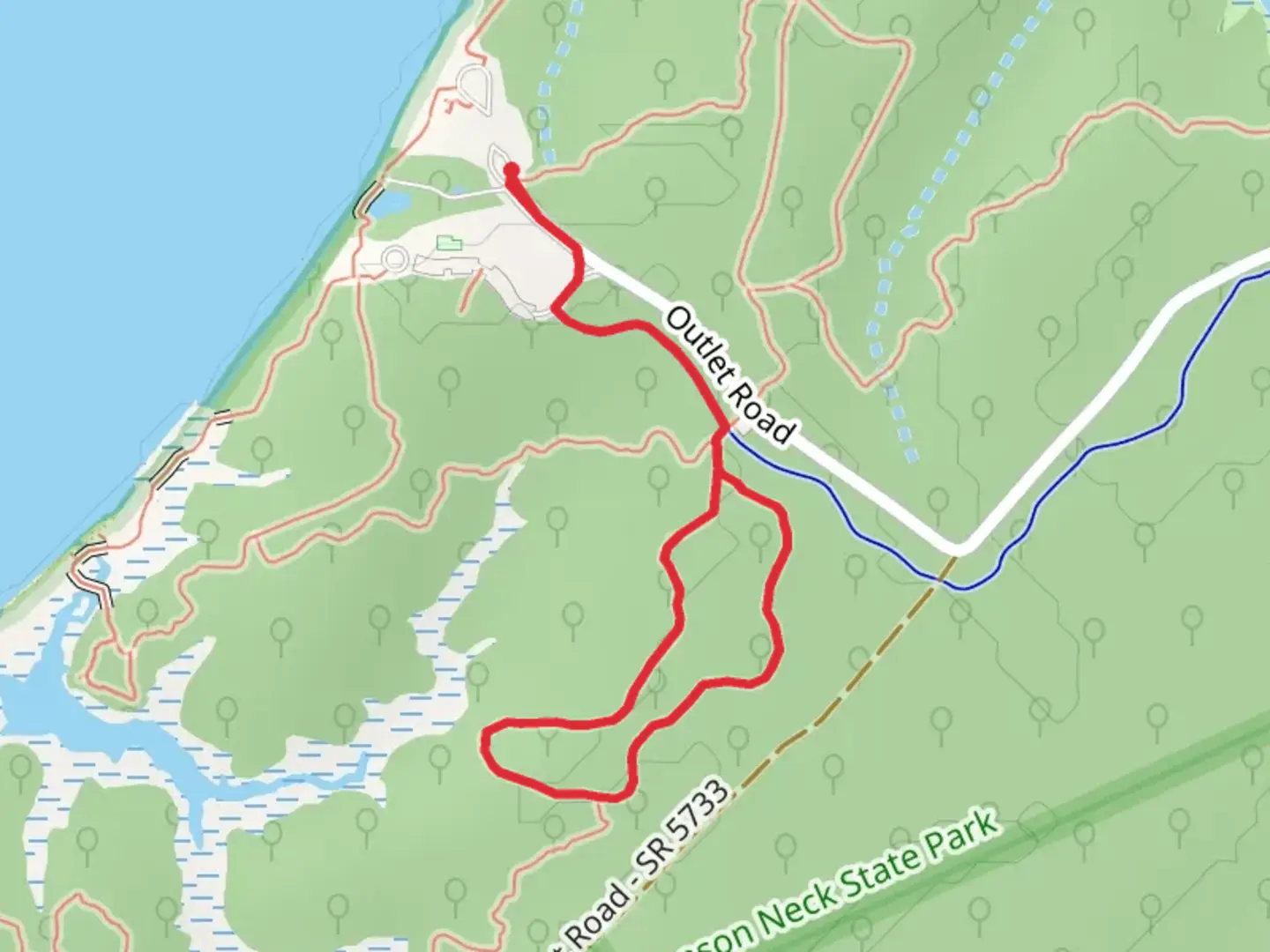 An image depicting the trail Dogue Loop Trail via High Point Trail and its surrounding area.