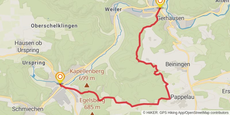 Schwäbische Alb Südrand - Weg HW 2 alt 2 Map
