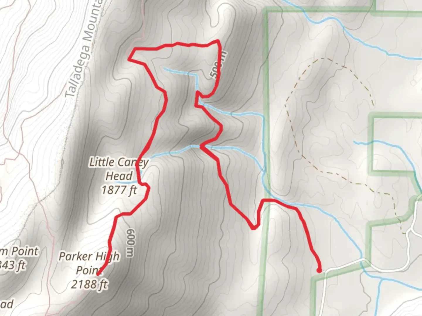 An image depicting the trail Parker High Point via Nubbin Creek Trail and its surrounding area.