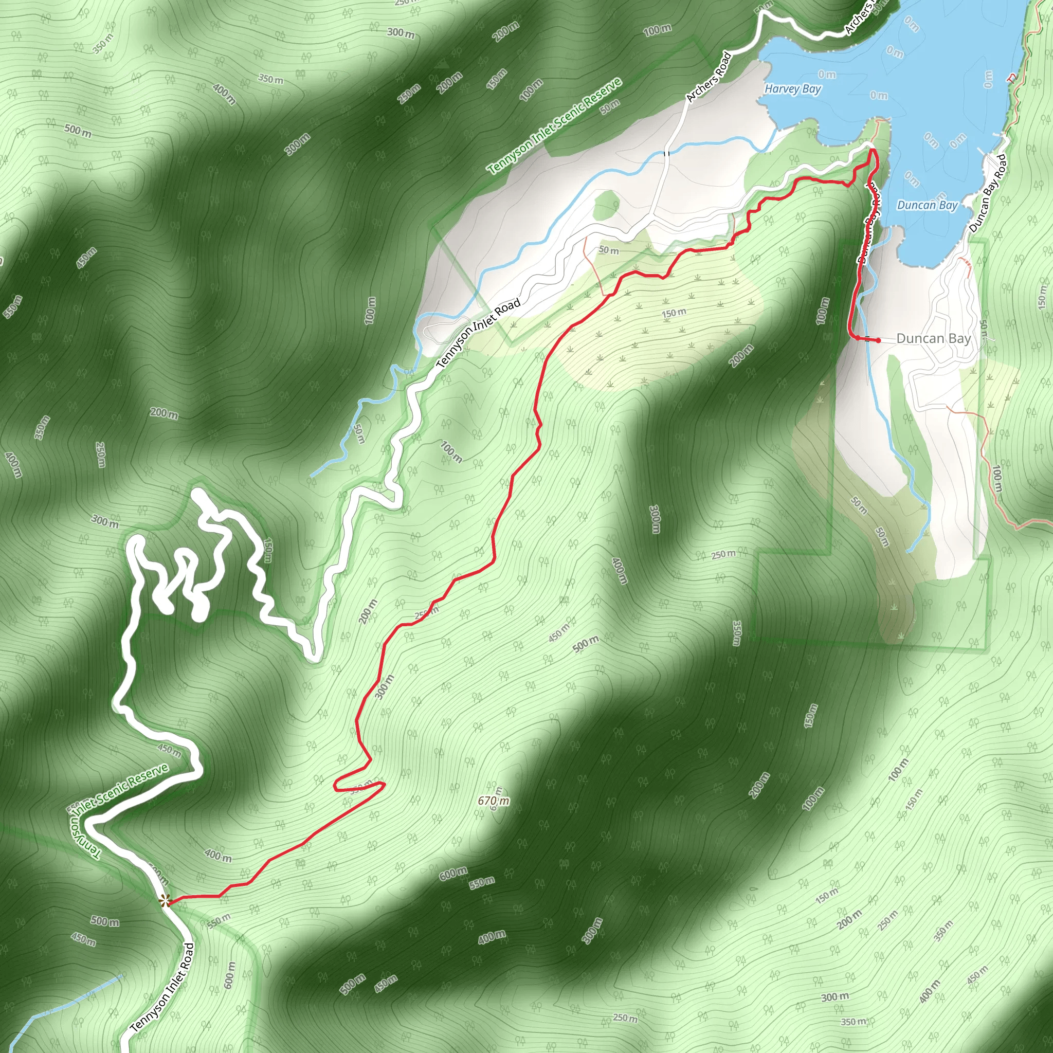 Opouri Saddle from Duncan Bay mobile static map