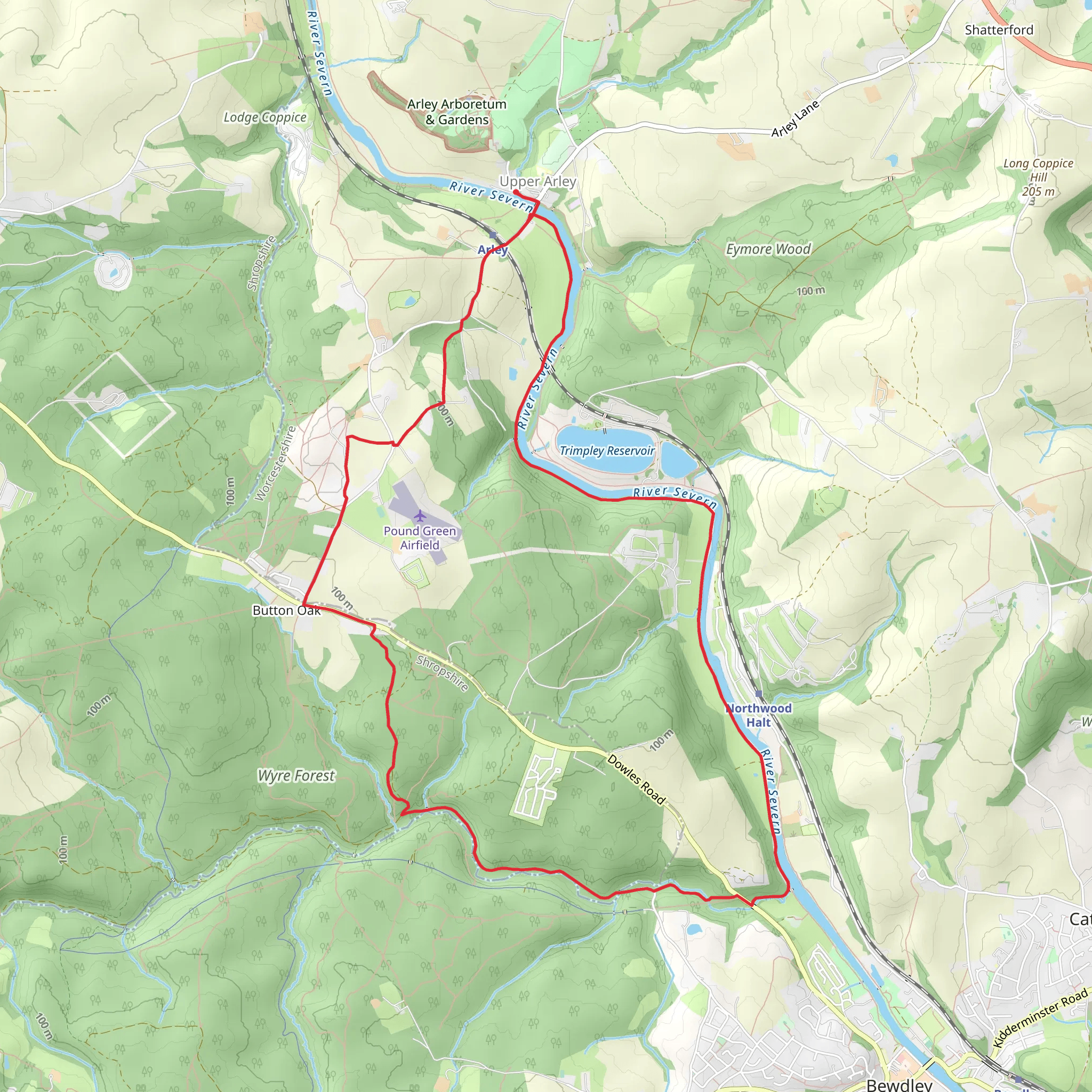 Wyre Forest and River Severn from Upper Arley mobile static map