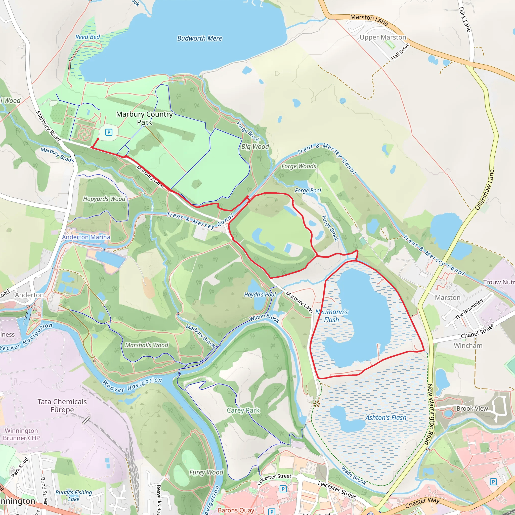 Neumann's Flash Loop via Marbury Country Park mobile static map