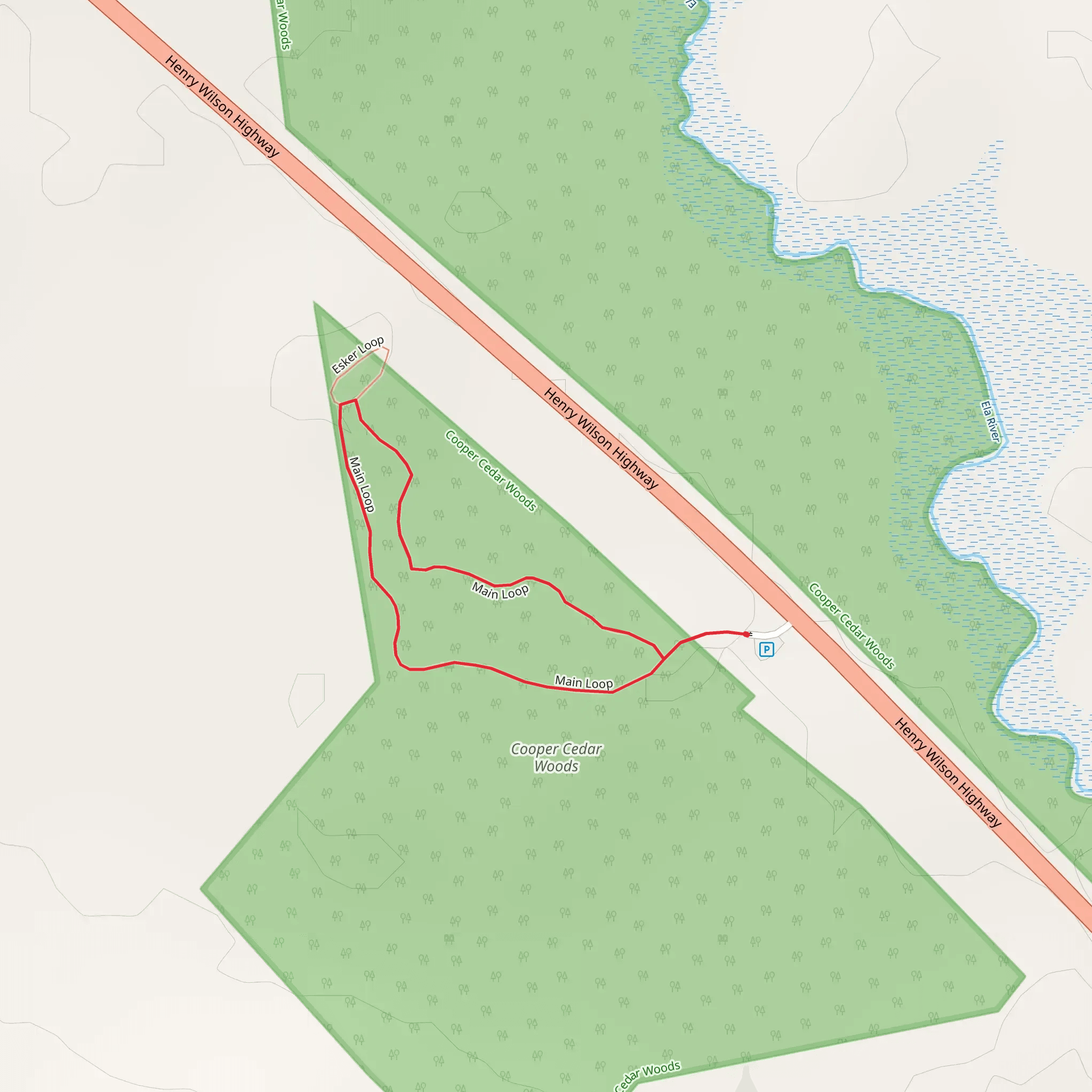 Cooper Cedar Woods Main Loop Trail mobile static map