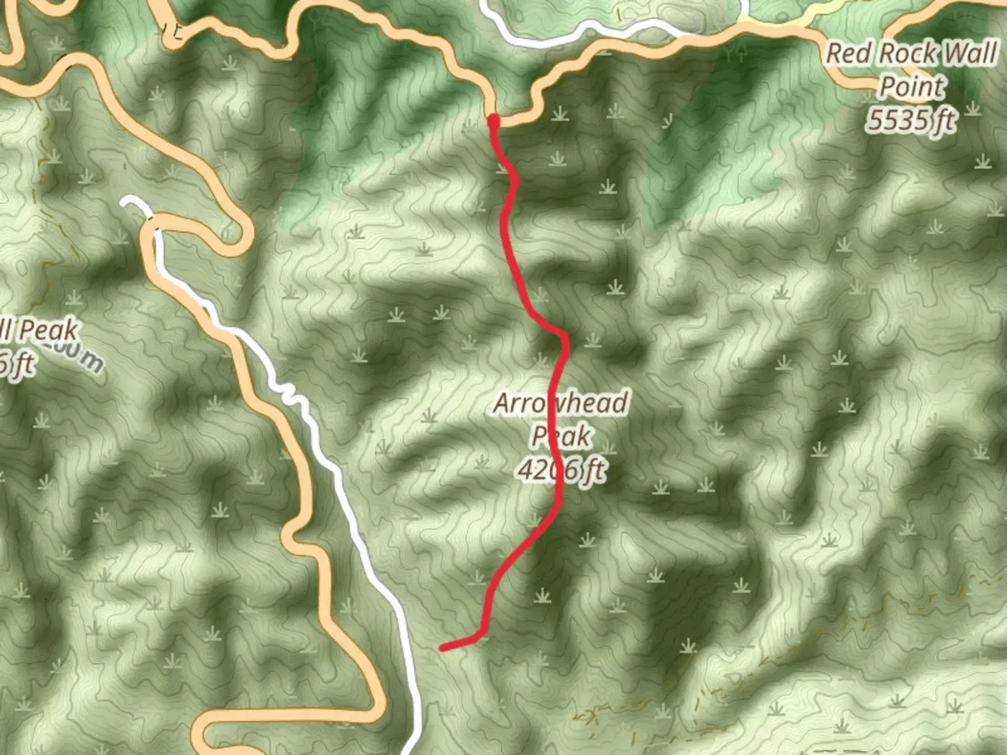 An image depicting the trail Arrowhead Peak Trail and its surrounding area.