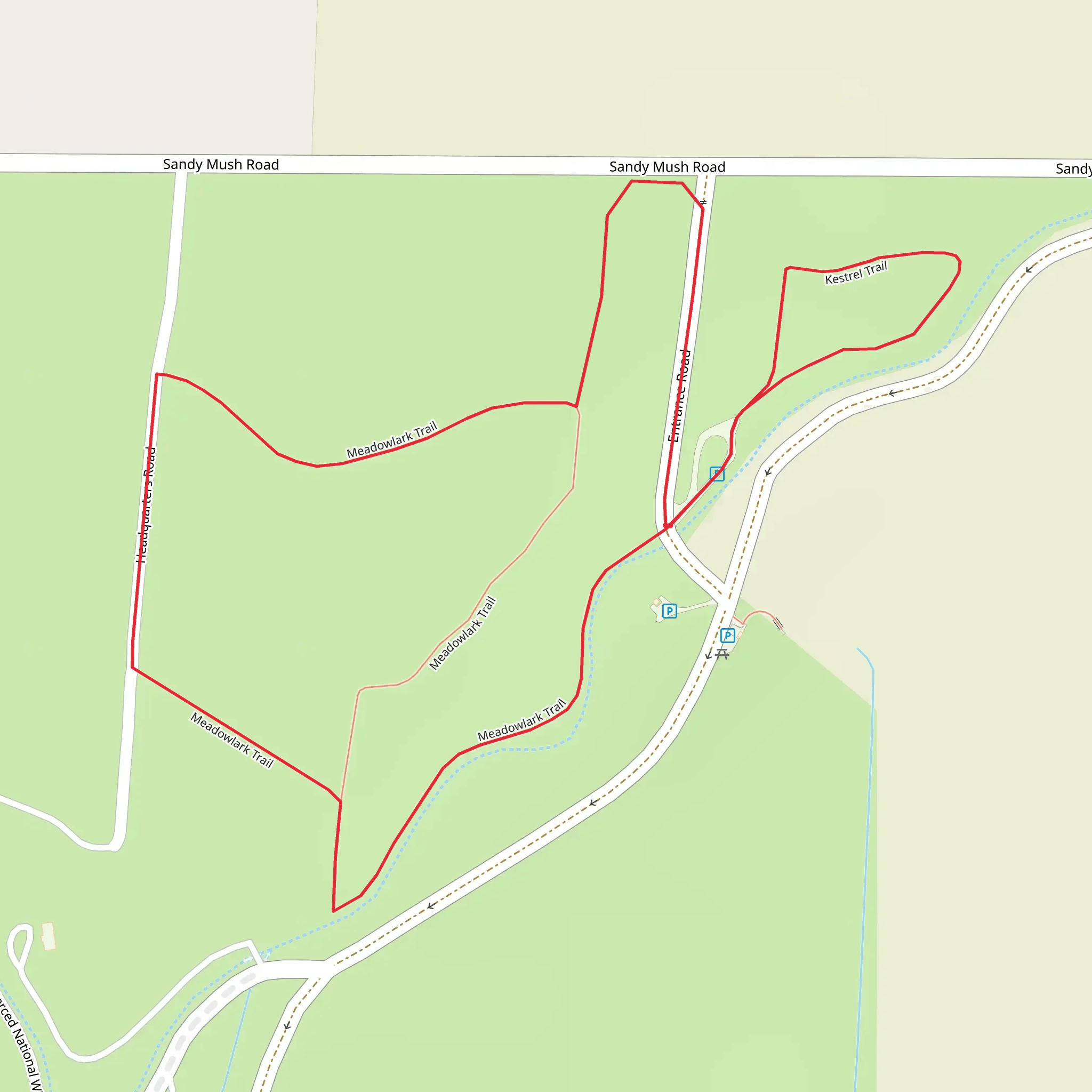 Kestrel Trail and Meadowlark Loop Trail mobile static map