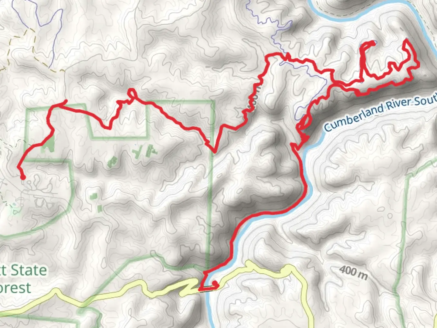 An image depicting the trail John Muir, Grand Gap and Fall Branch Trail and its surrounding area.