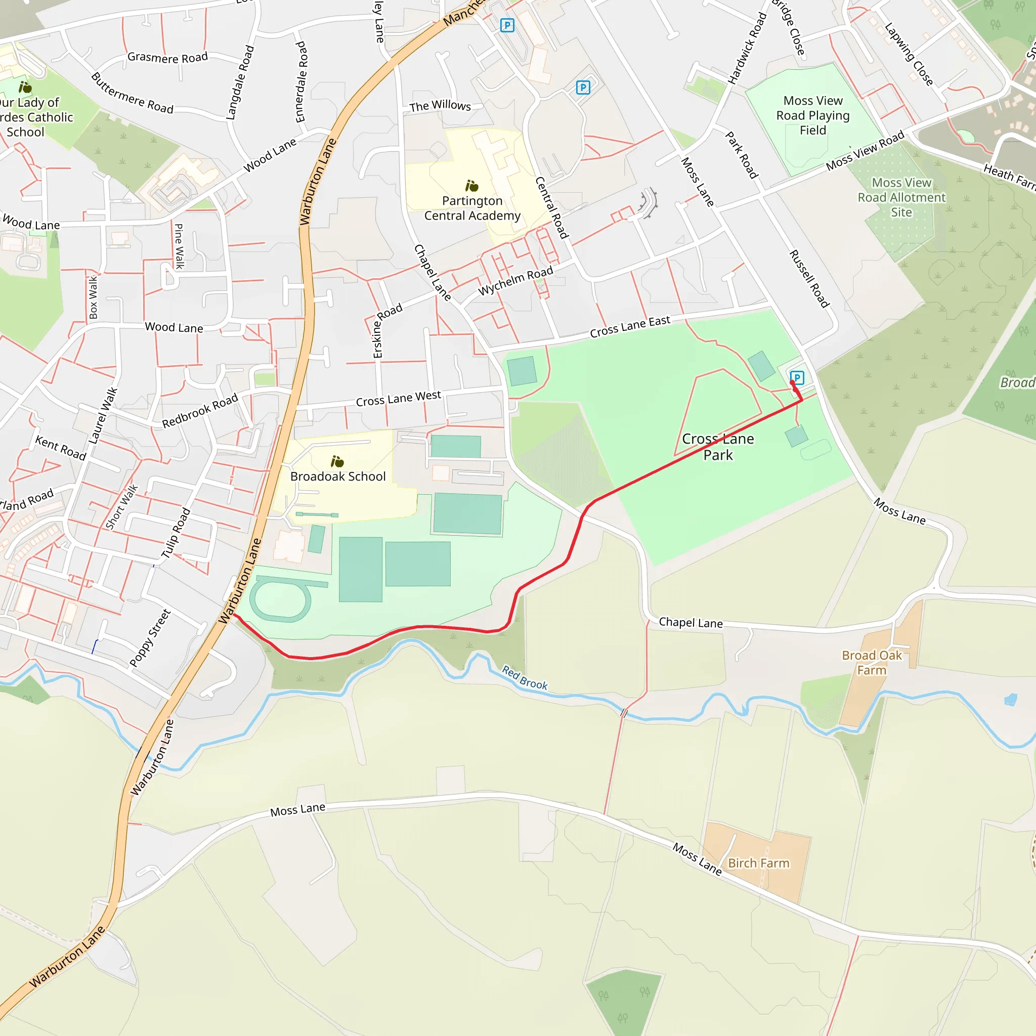 Cross Lane Park Loop mobile static map