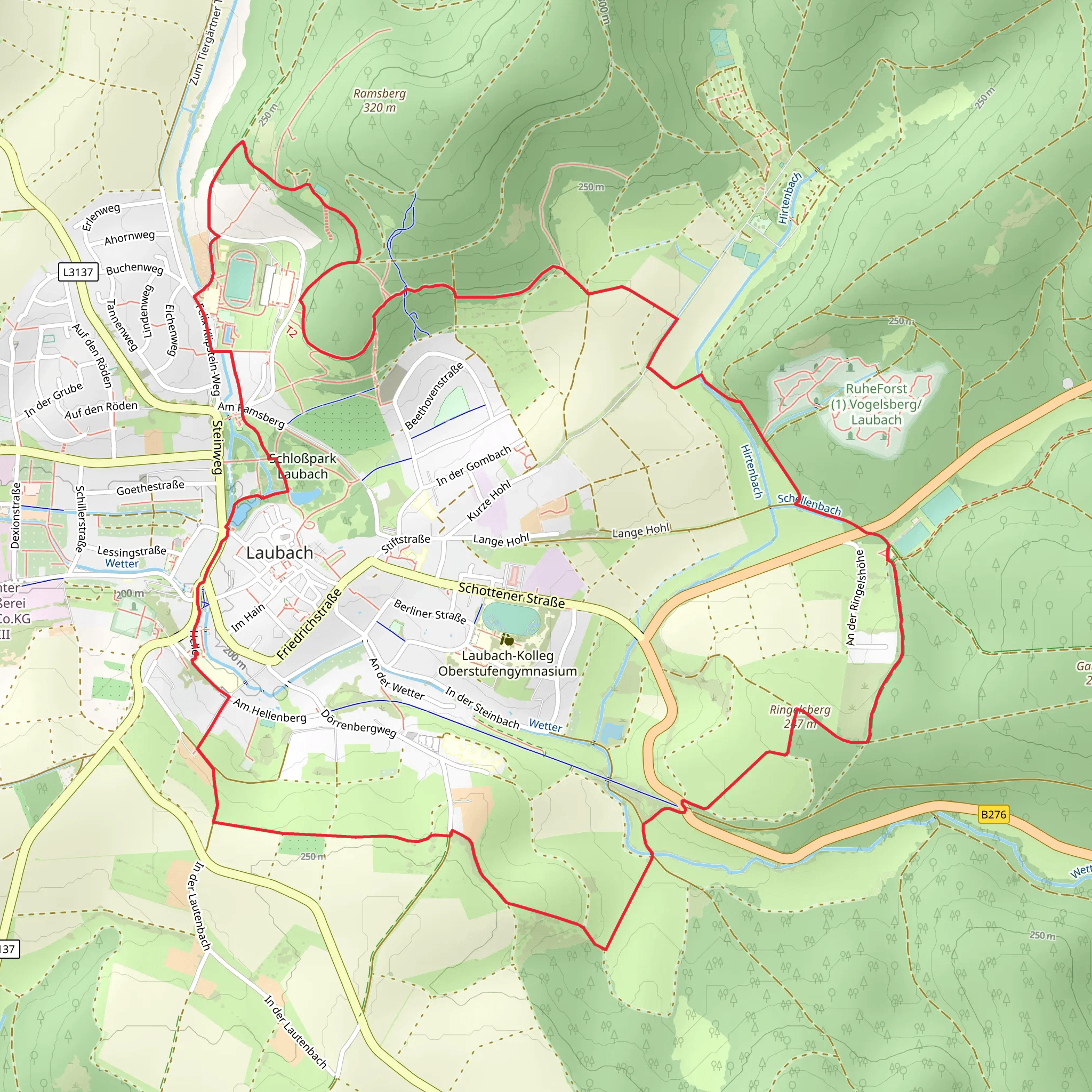 Ringelsberg via Laubach Panoramaweg mobile static map