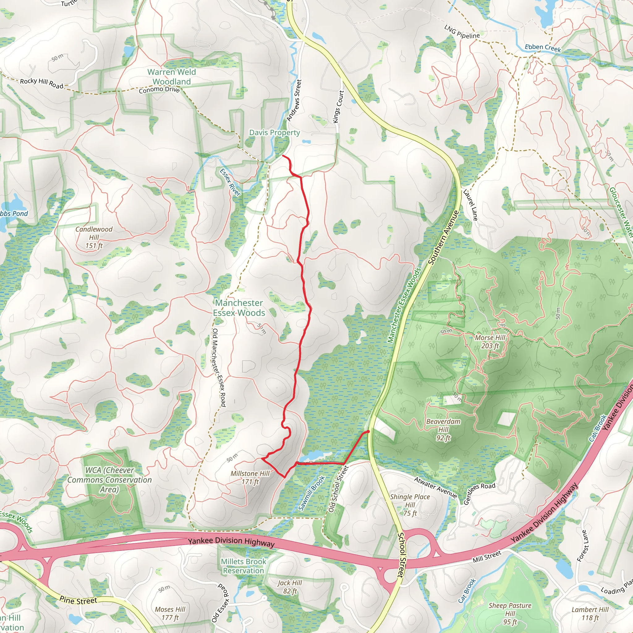 Prospect Ledge Trail - Cedar Swamp Conservation Area mobile static map
