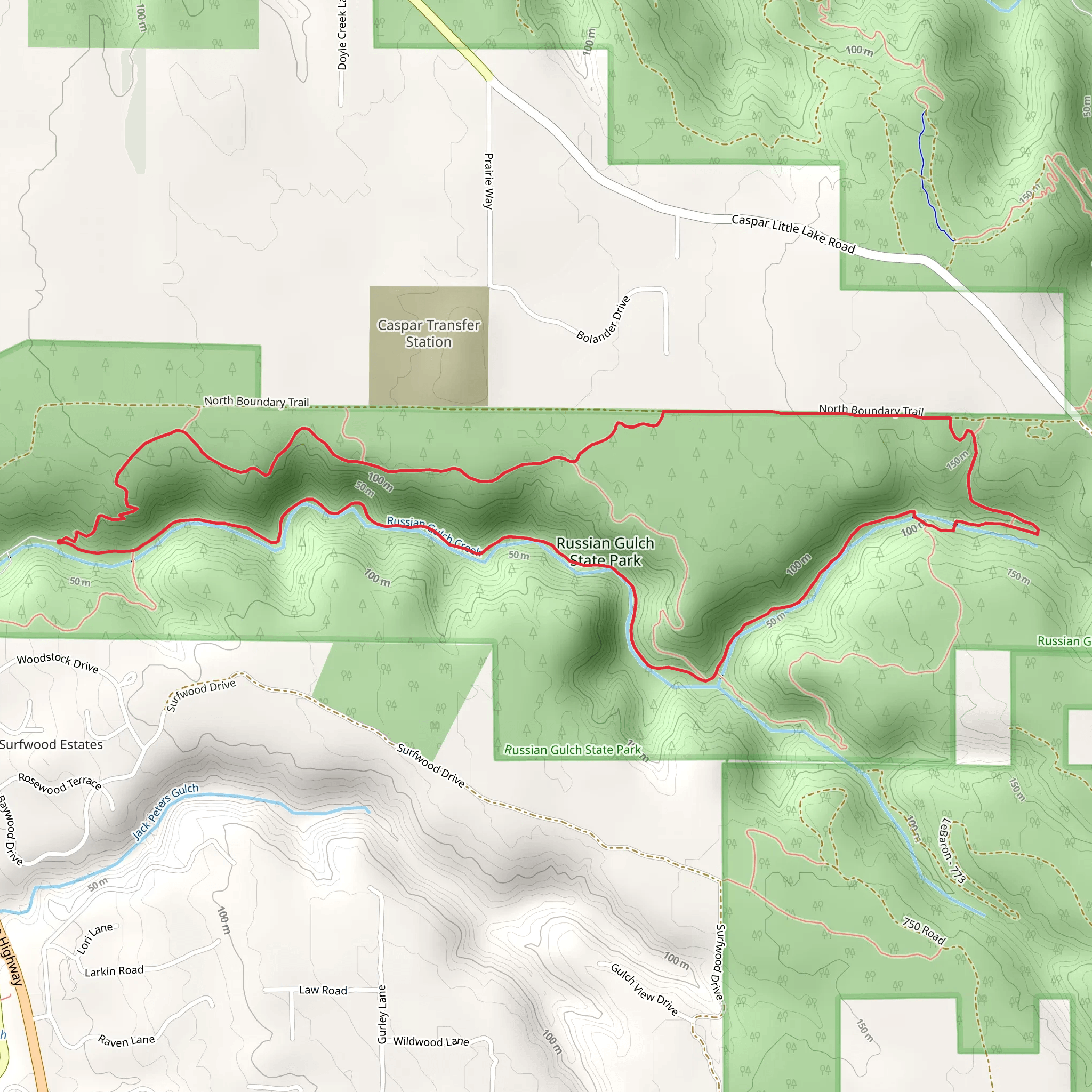 Fern Canyon and North Loop Trail mobile static map