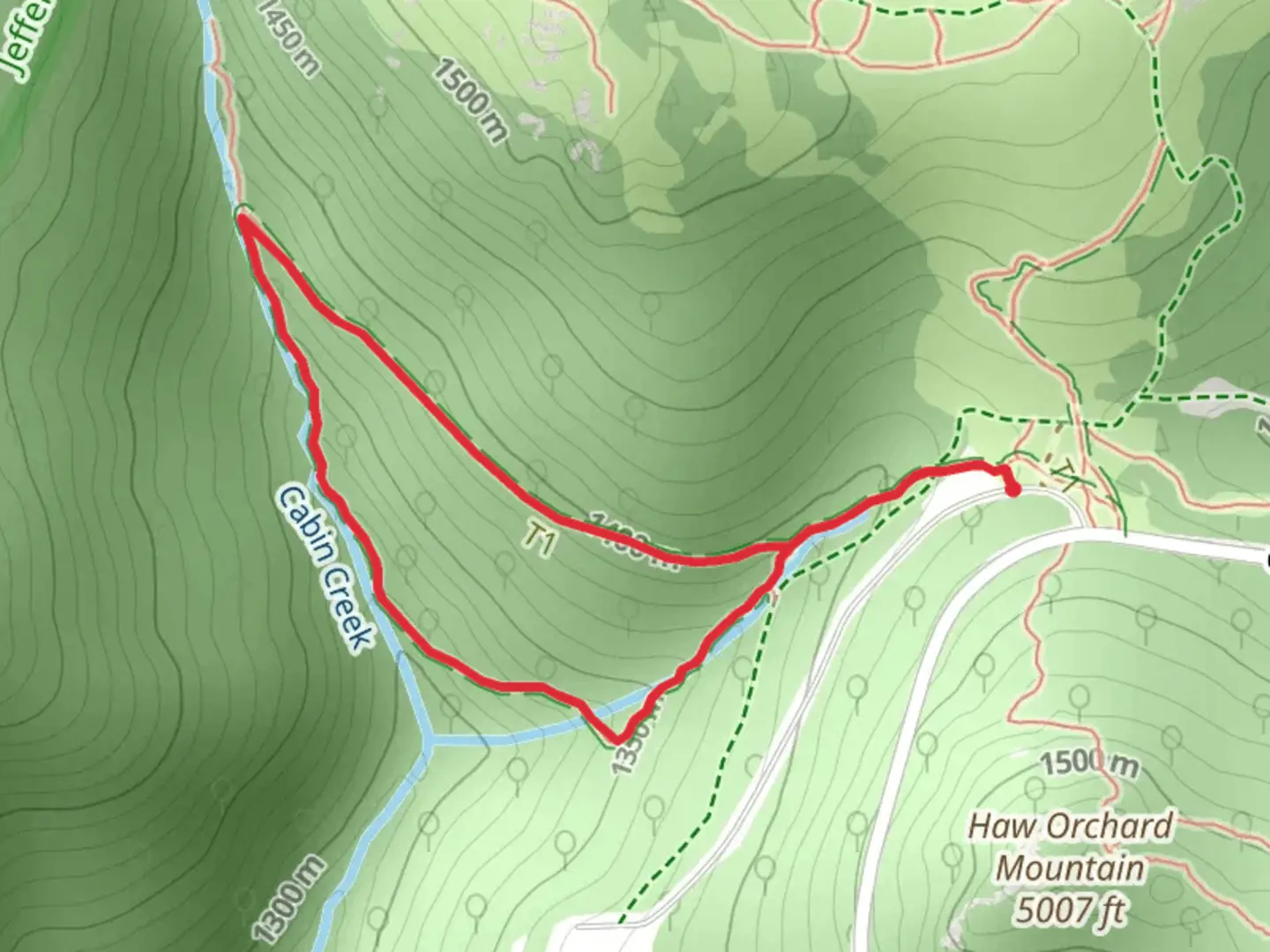 An image depicting the trail Cabin Creek Loop Trail and its surrounding area.