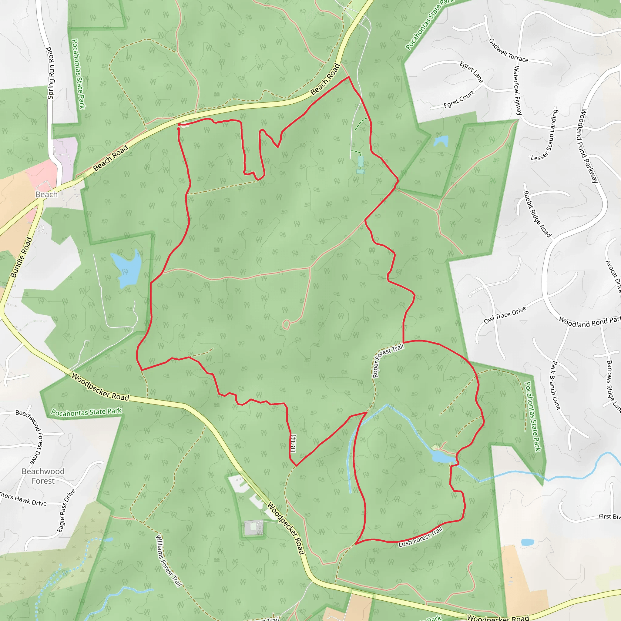 Gill Forest, Lush Forest and Swift Creek Linear Park Loop Trail mobile static map