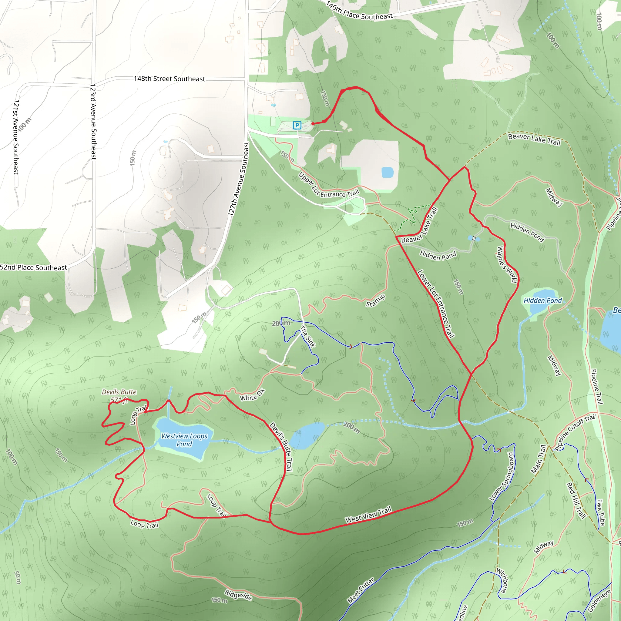Devils Butte and Wayne's World Loop mobile static map