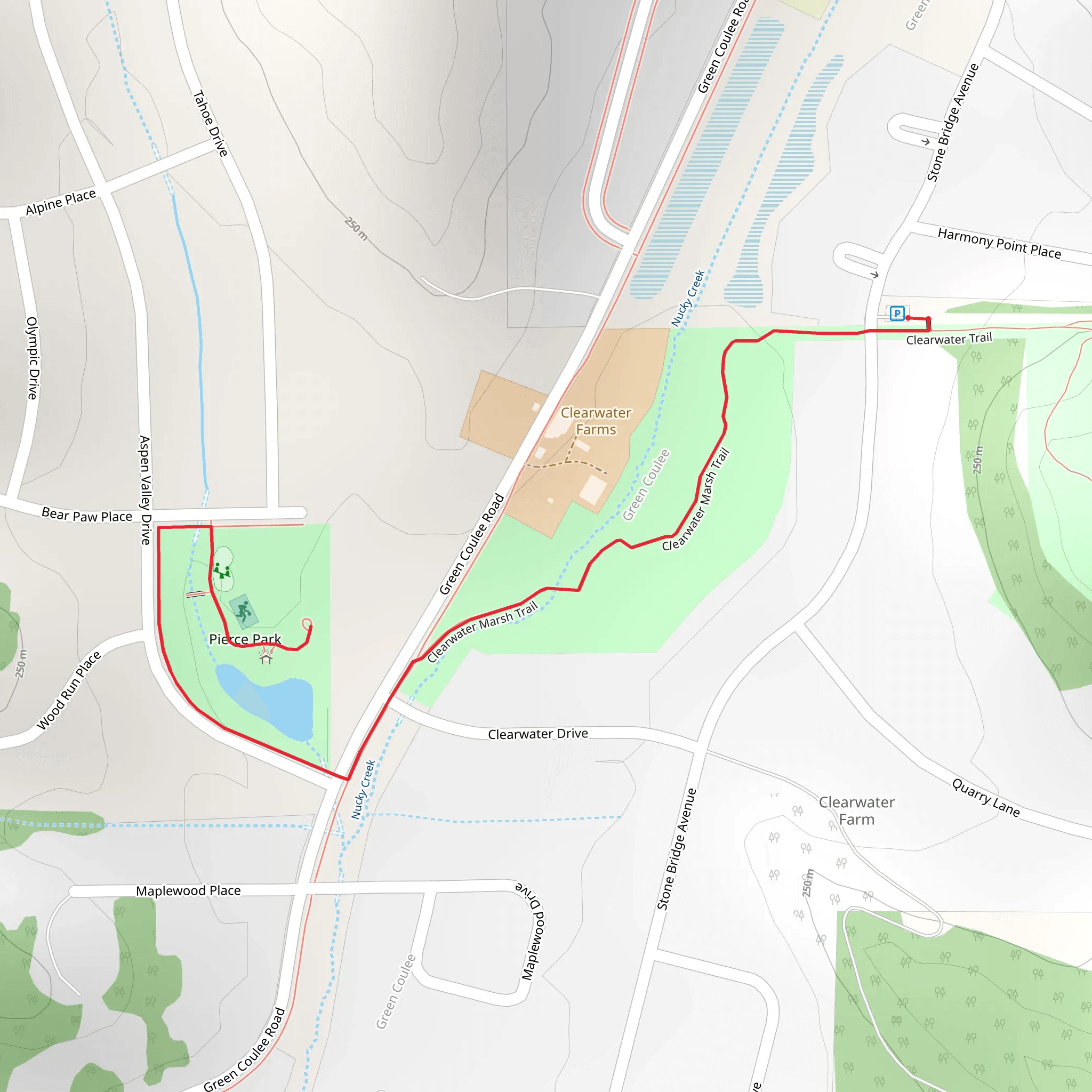 Clearwater Marsh Trail to Pierce Park mobile static map