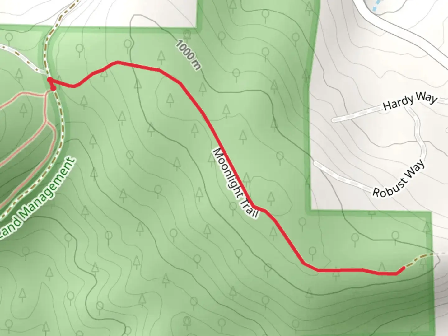 An image depicting the trail Moonlight Trail and its surrounding area.