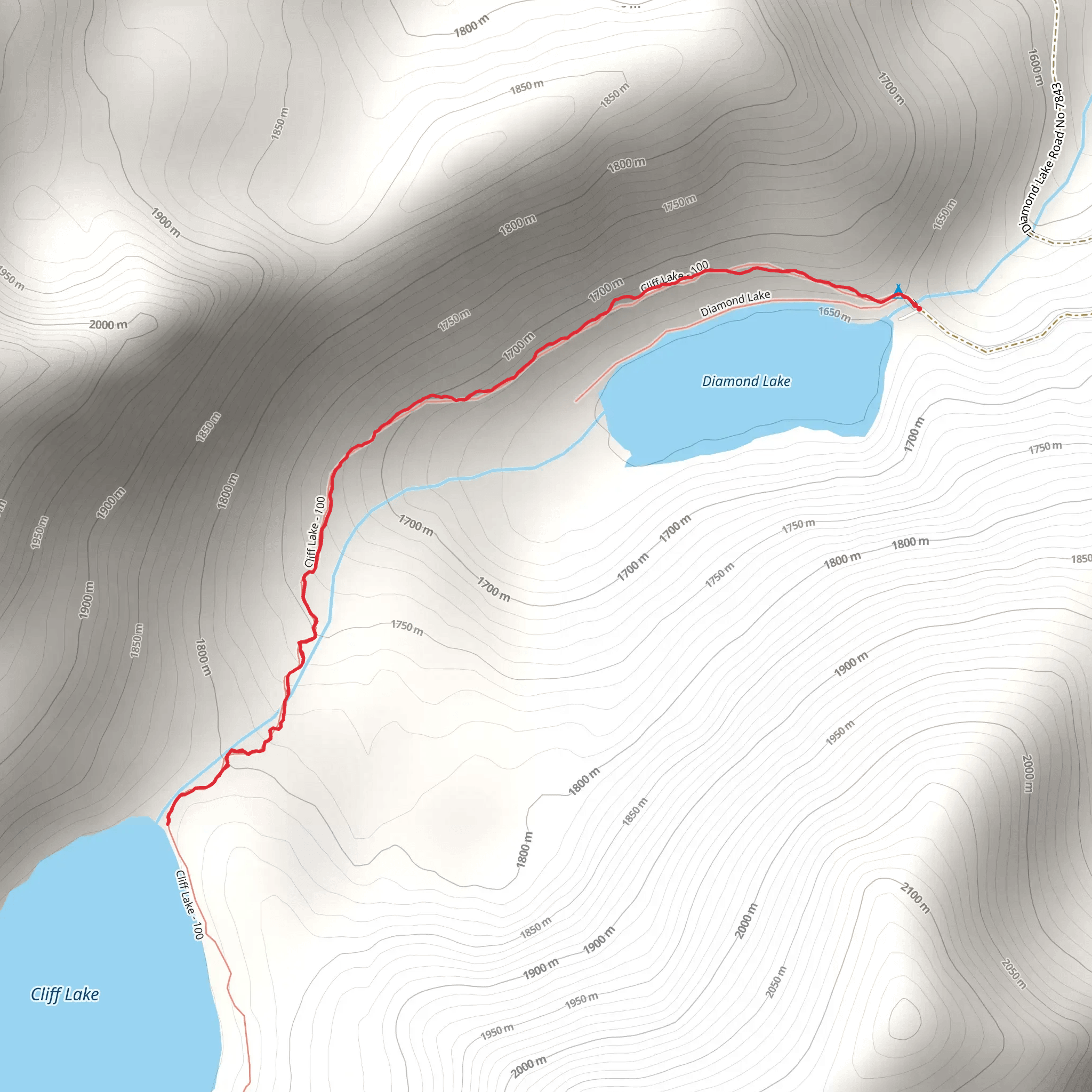 Diamond Lake and Cliff Lake Trail mobile static map