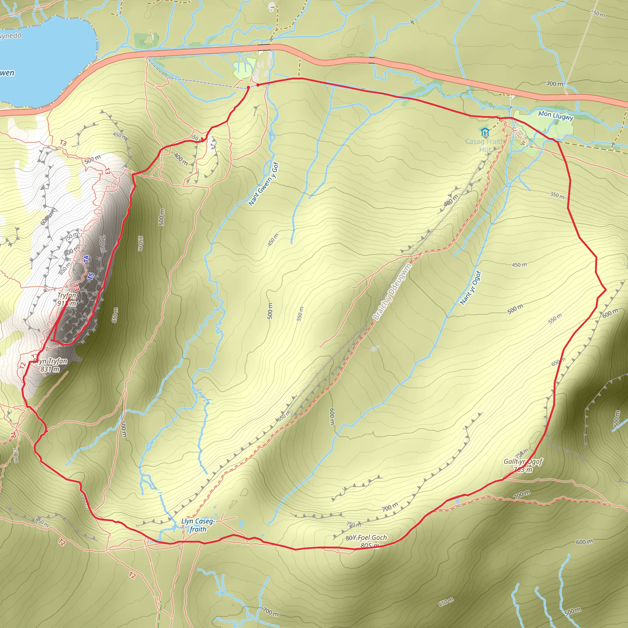 Tryfan and the Eastern Tops from the Ogwen Valley mobile static map