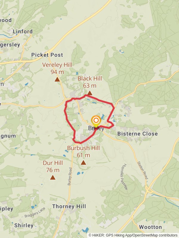Map of Burley Village Walk, Hampshire