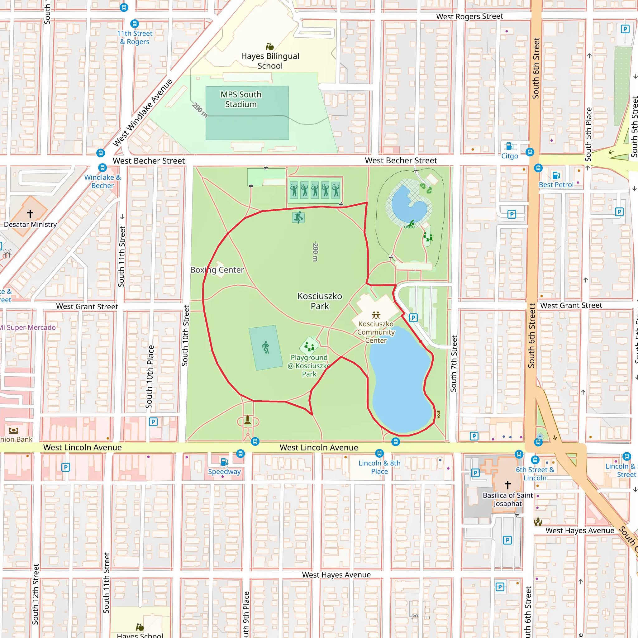 Kosciuszko Park Loop mobile static map