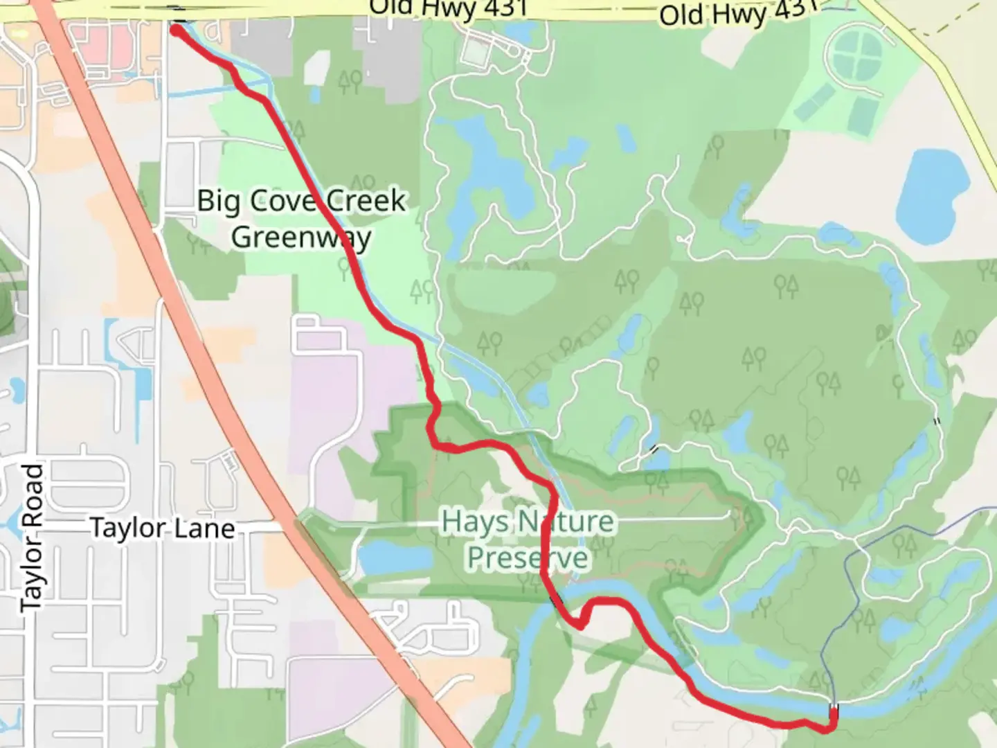 An image depicting the trail Big Cove Greenway - Wade Road and its surrounding area.